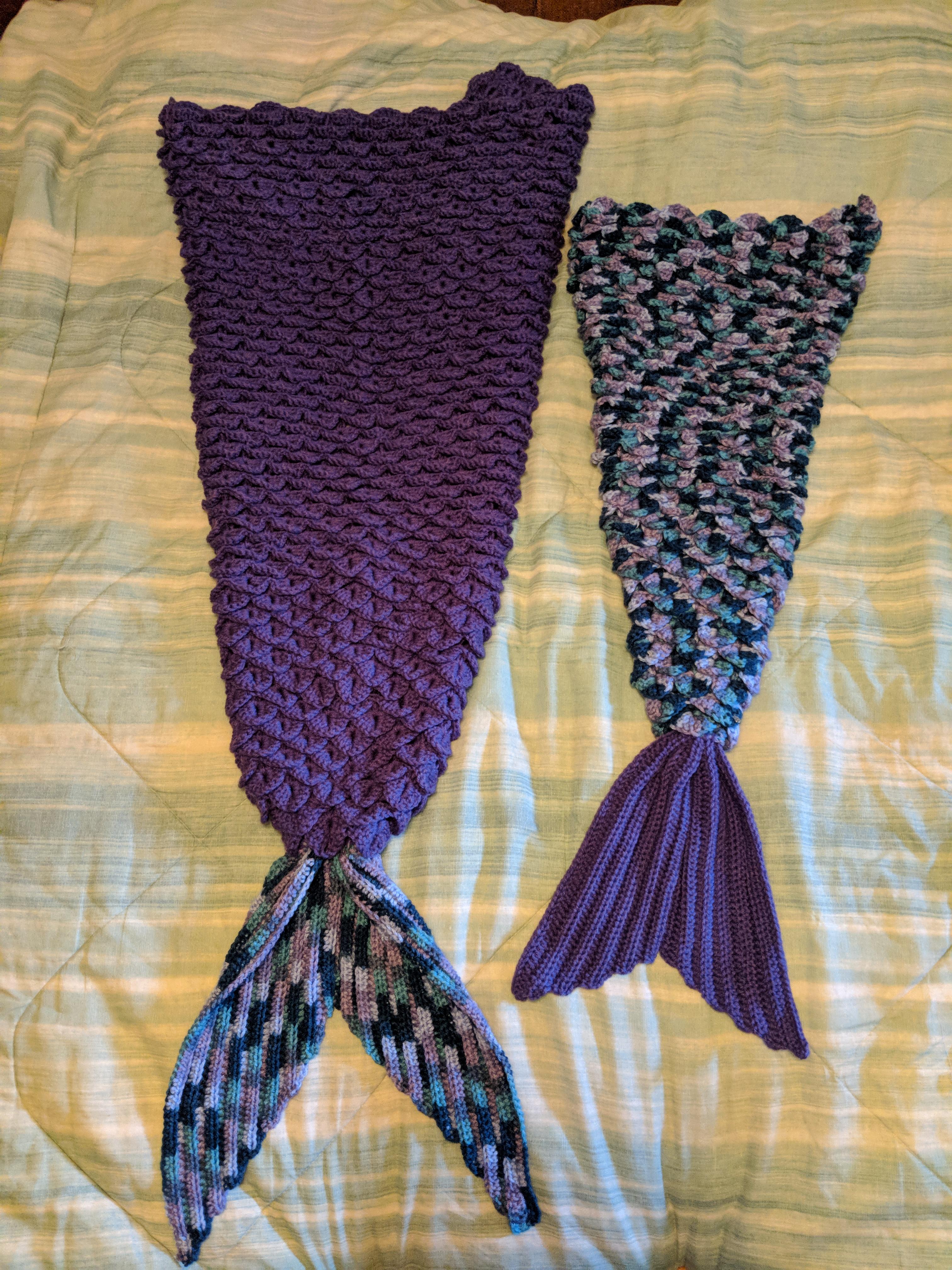 Mother & daughter mermaid tail lap blankets for my SIL and niece. r