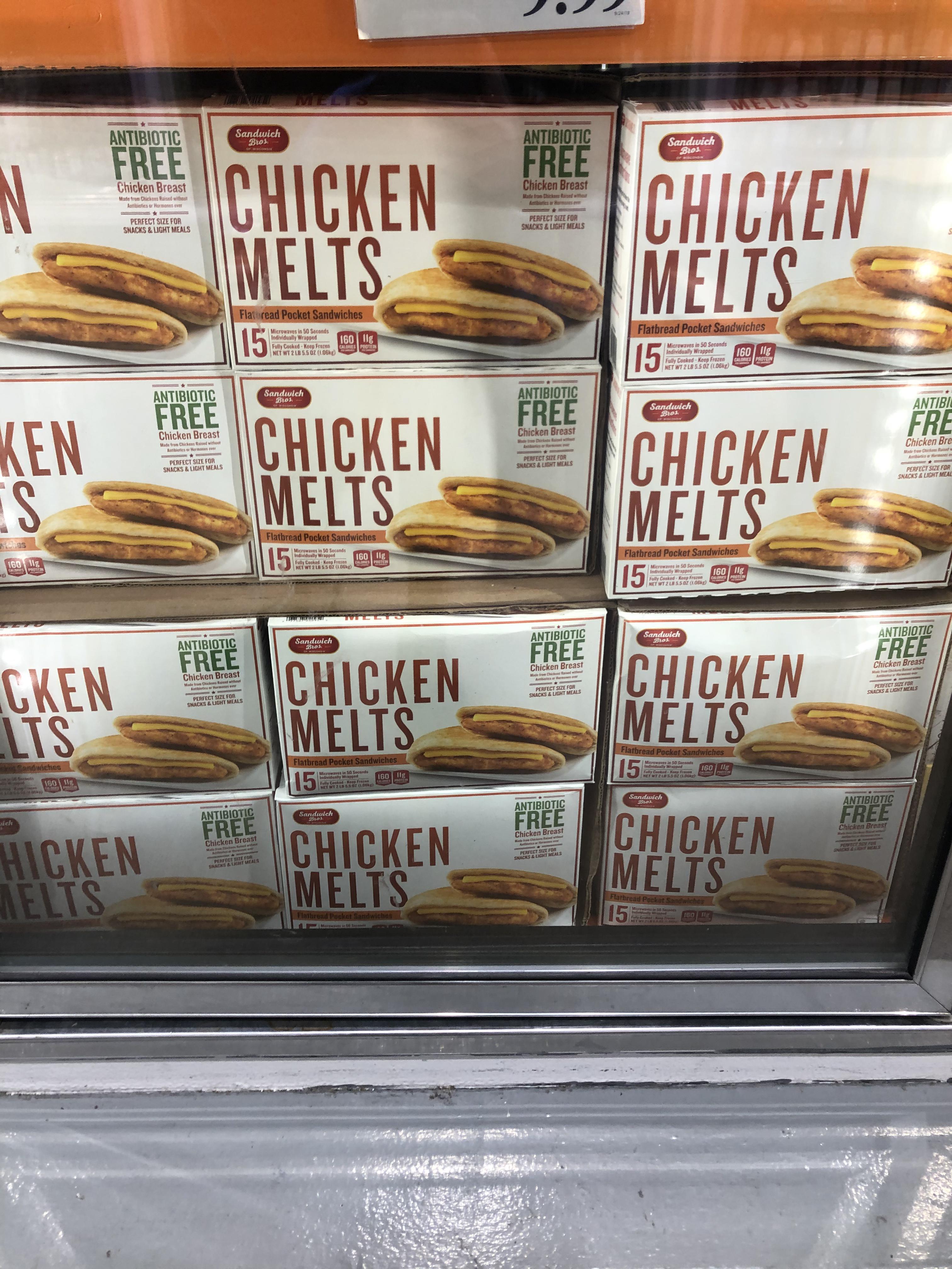 Costco sells grilled cheese sandwiches with a slice of chicken in the