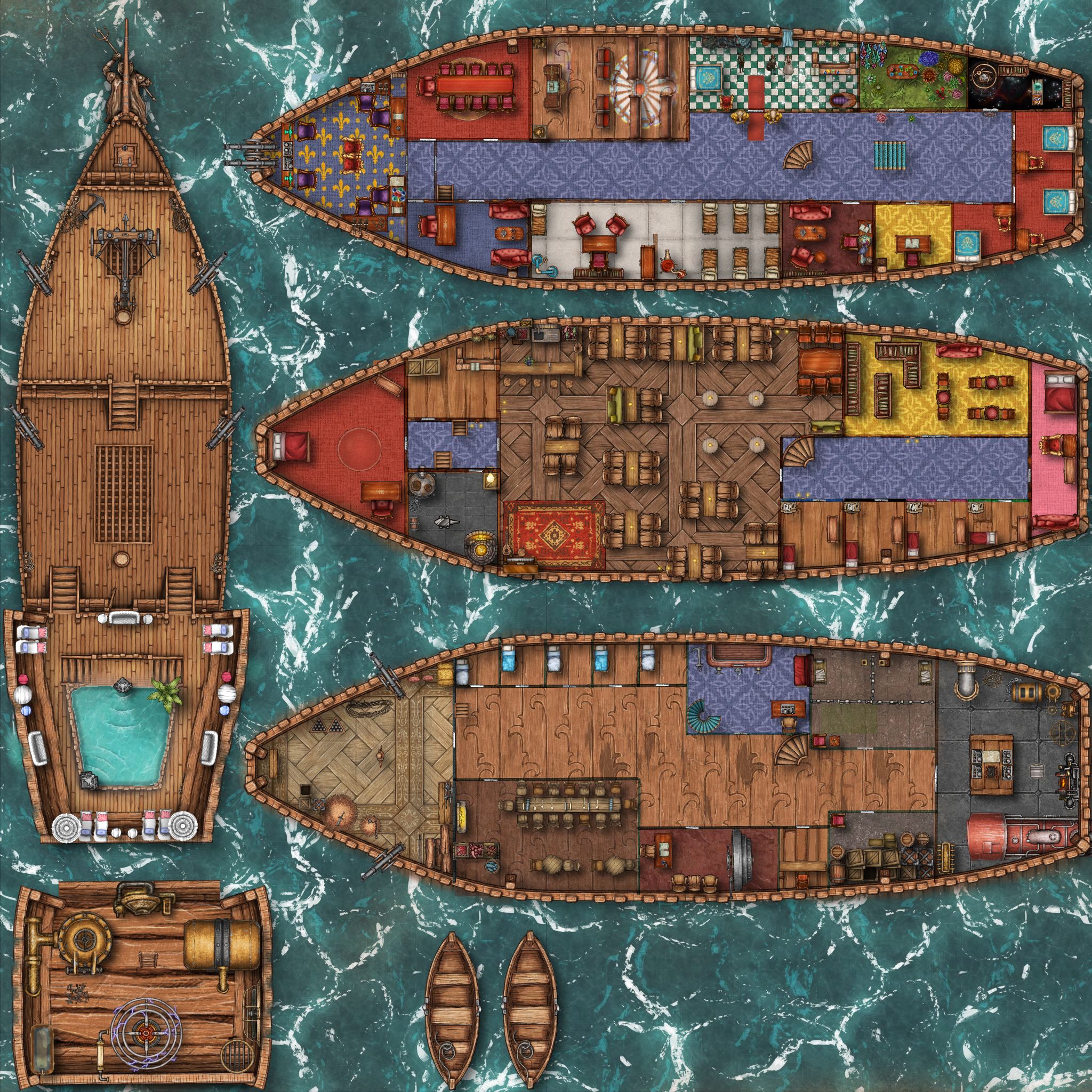 Moning Star [70x70] Fourdeck ship, a city on the ocean r/battlemaps