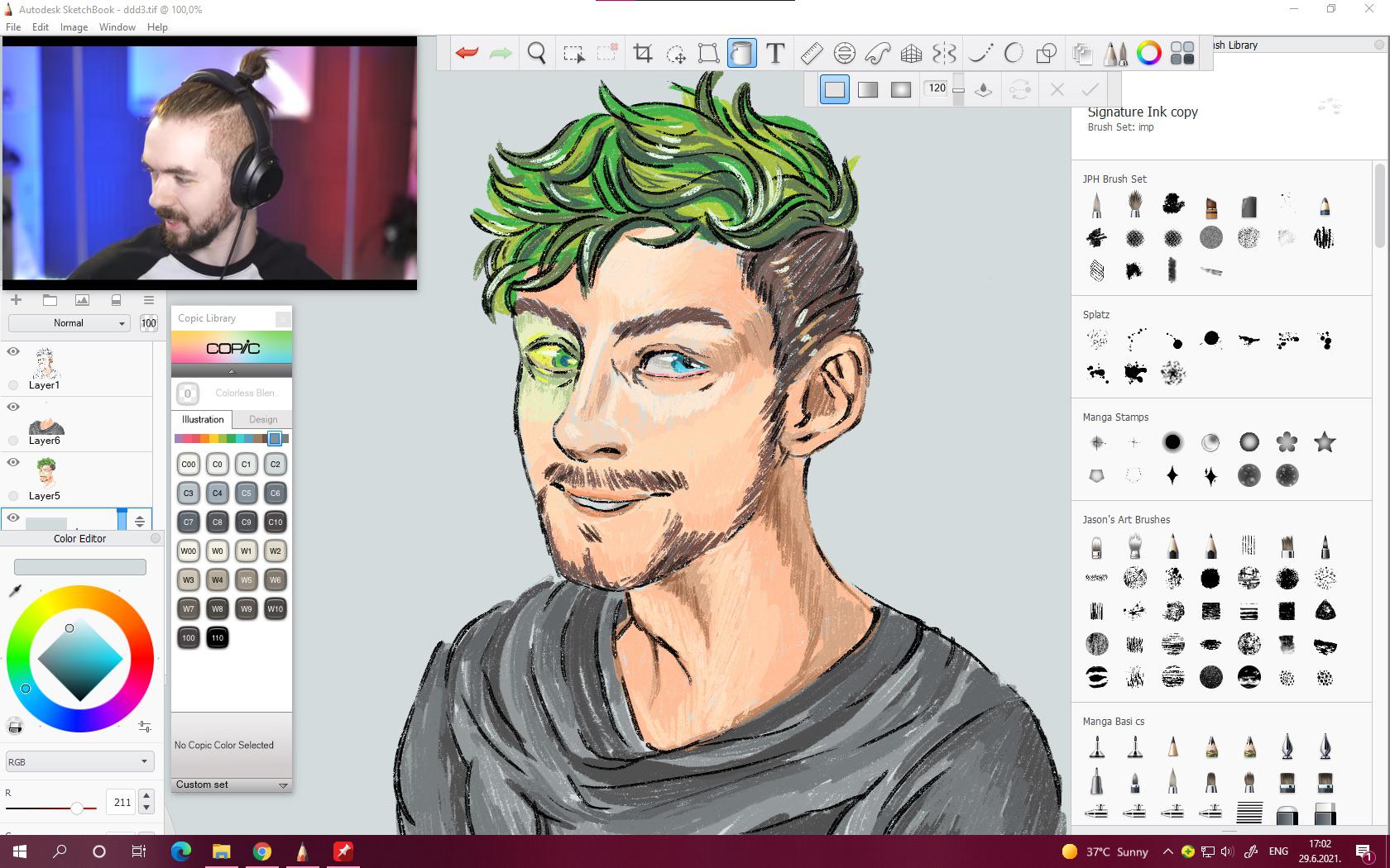 Sketching while watching phasmophobia old videos💚 r/jacksepticeye
