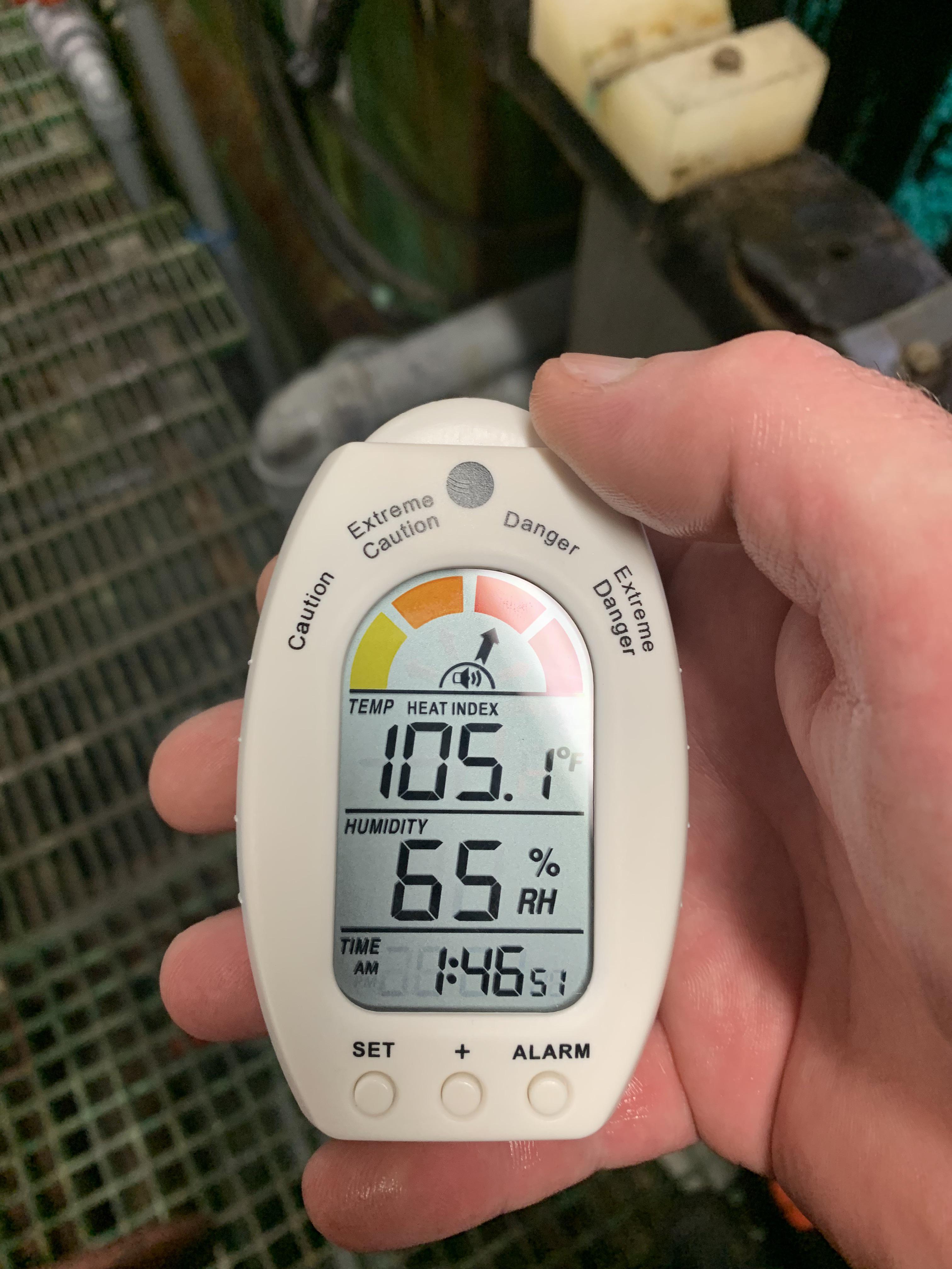 No fans. Long Pants. This is moderately low humidity for my area. r/OSHA