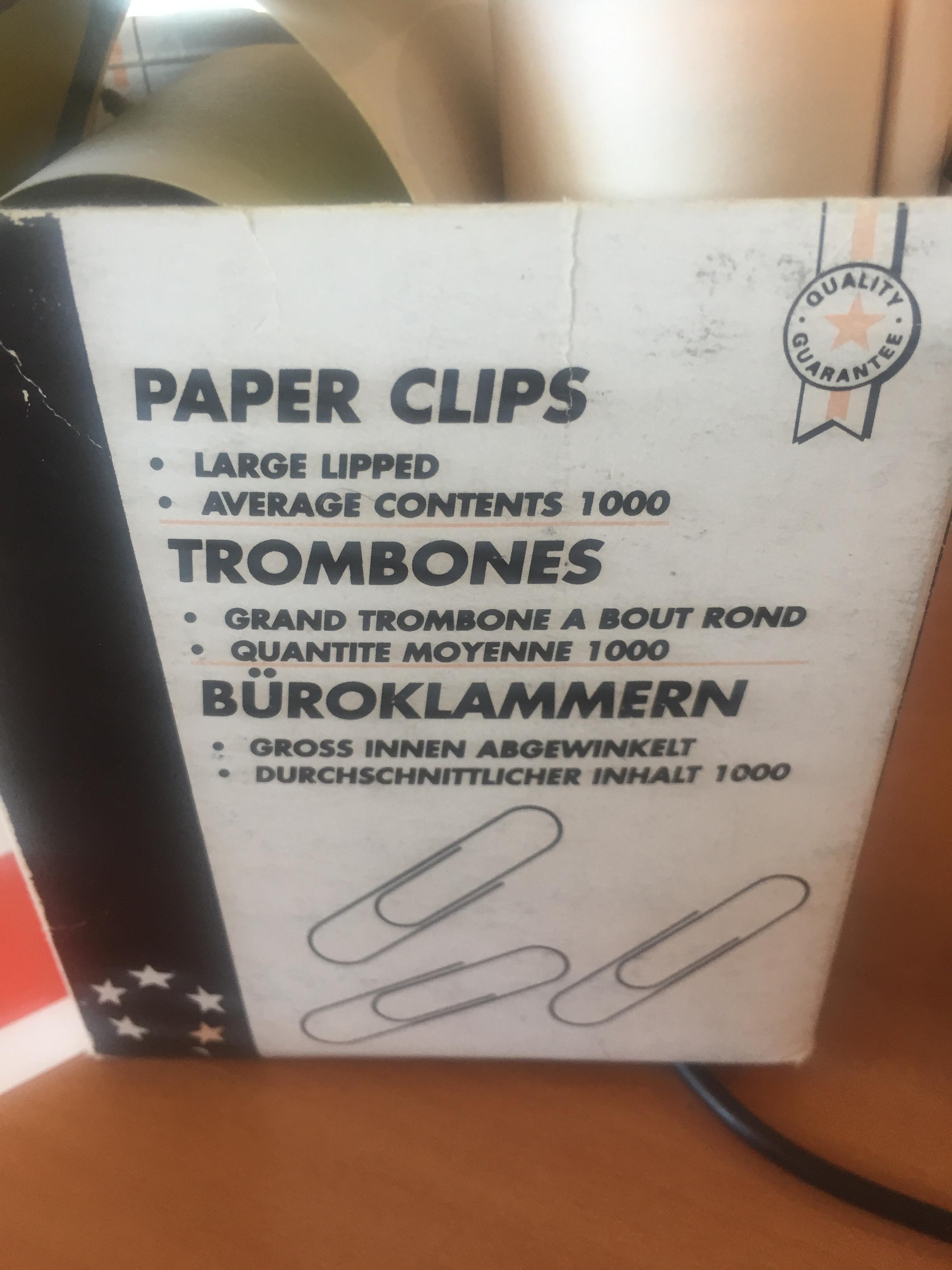 Paper clips are called trombones in French and they do look like