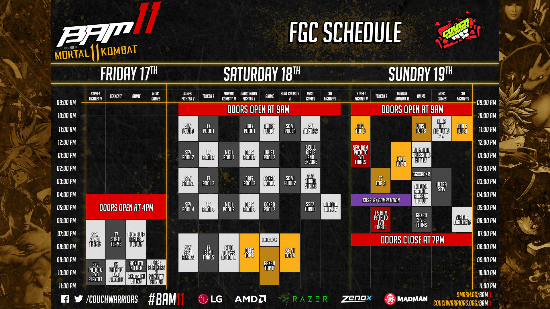 bam cafe schedule 2023 BAM 2019 schedule SoulCalibur