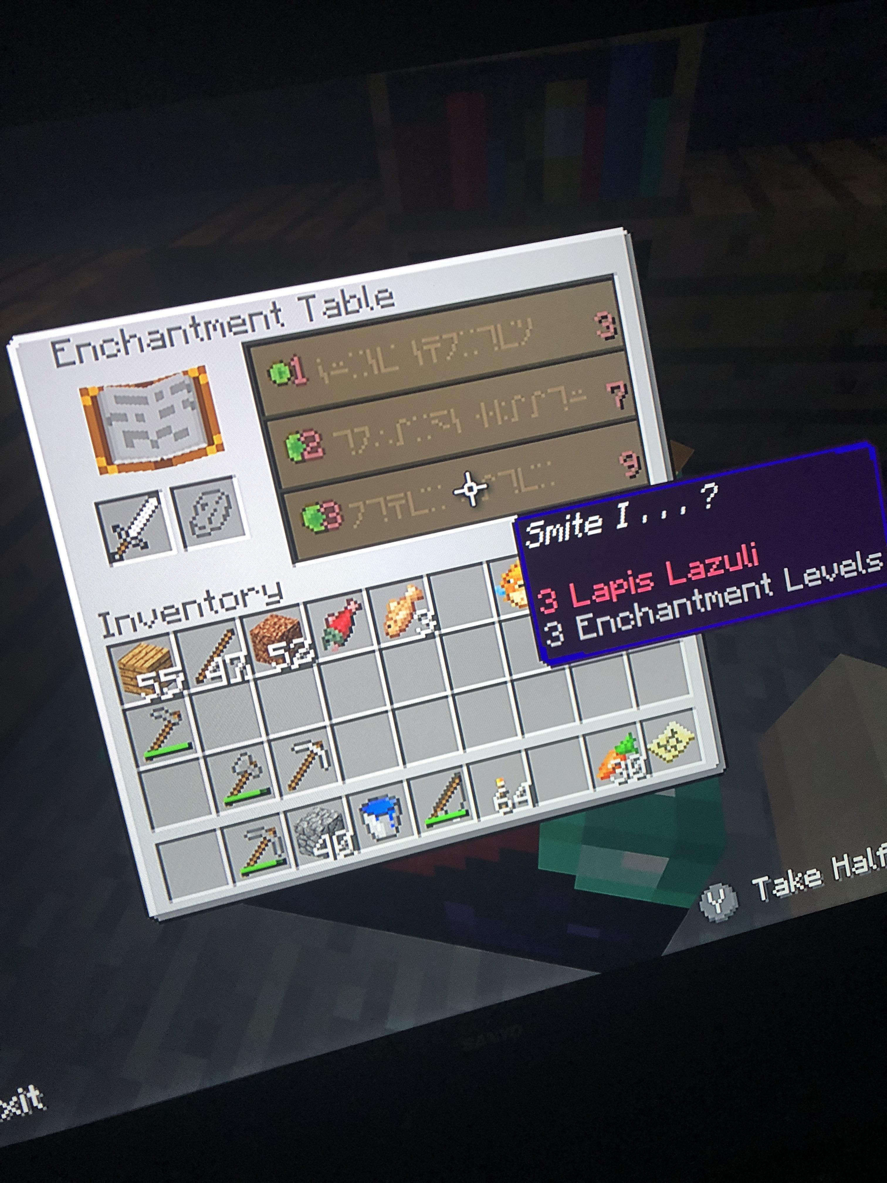 When I try to enchant (just using iron sword for example) what is the