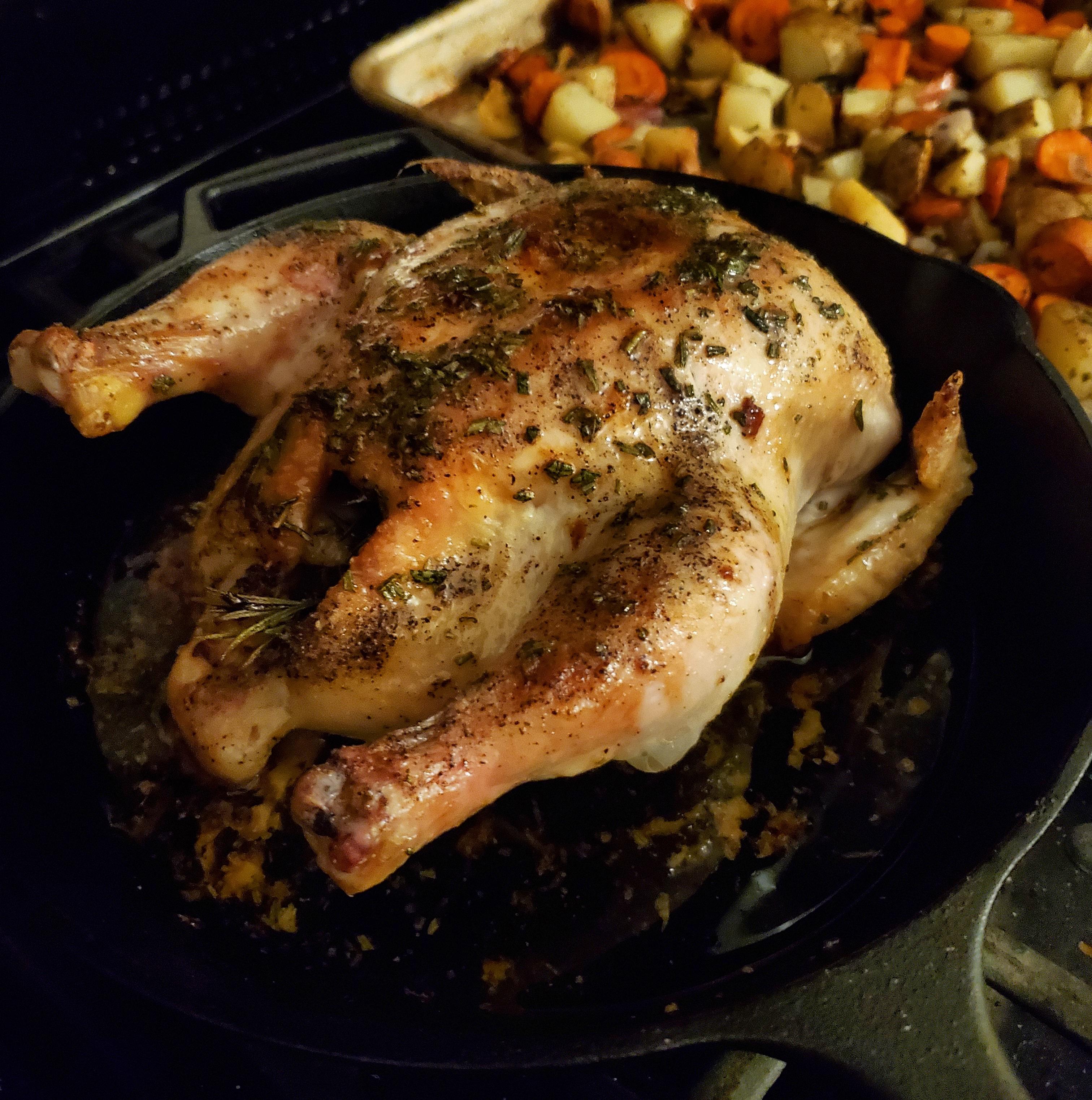 Rosemary and Maple Butter Roasted Chicken. Recipe in comments r/castiron