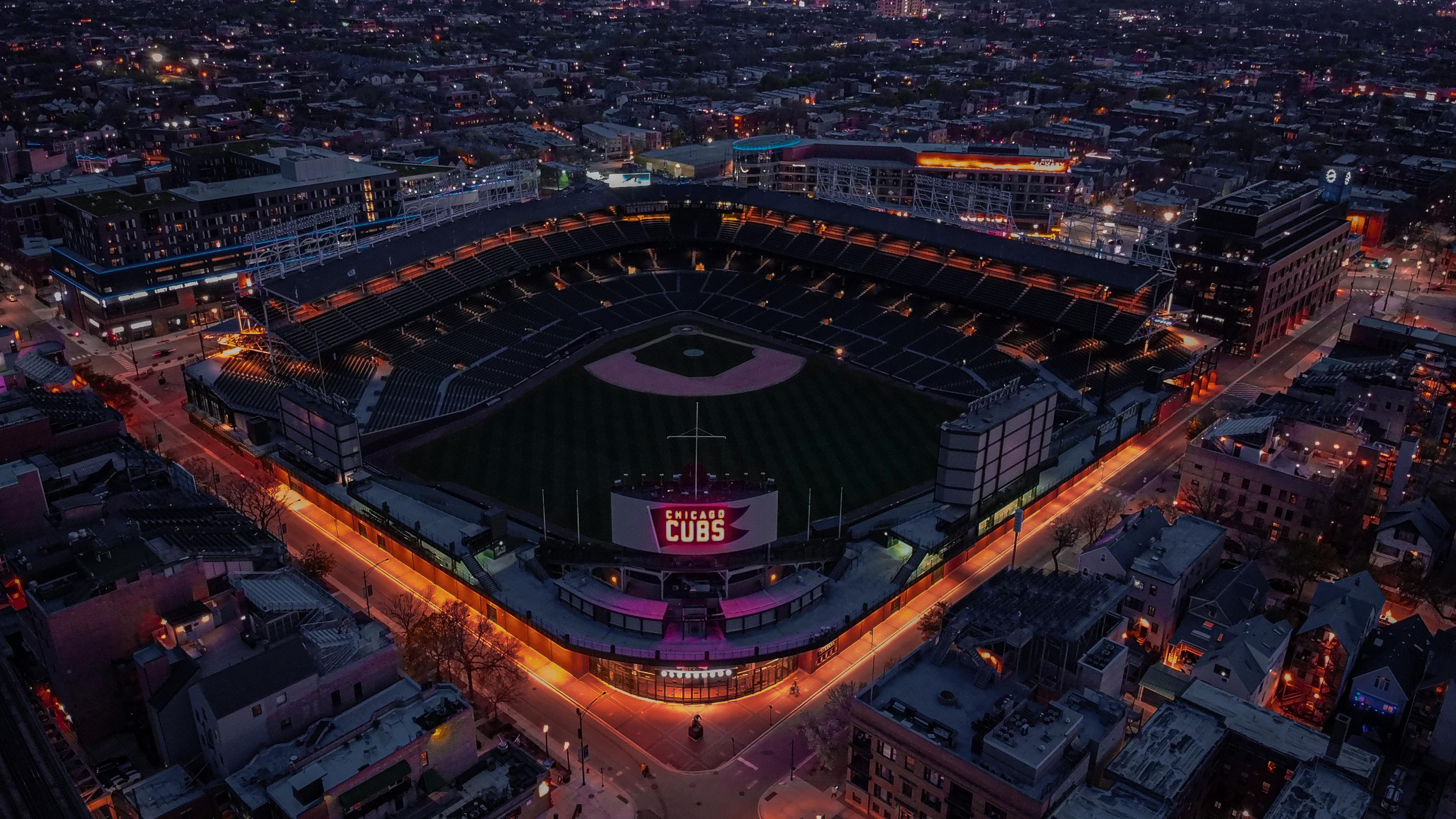 Wrigley Field just after sunset. Impressed by the low light