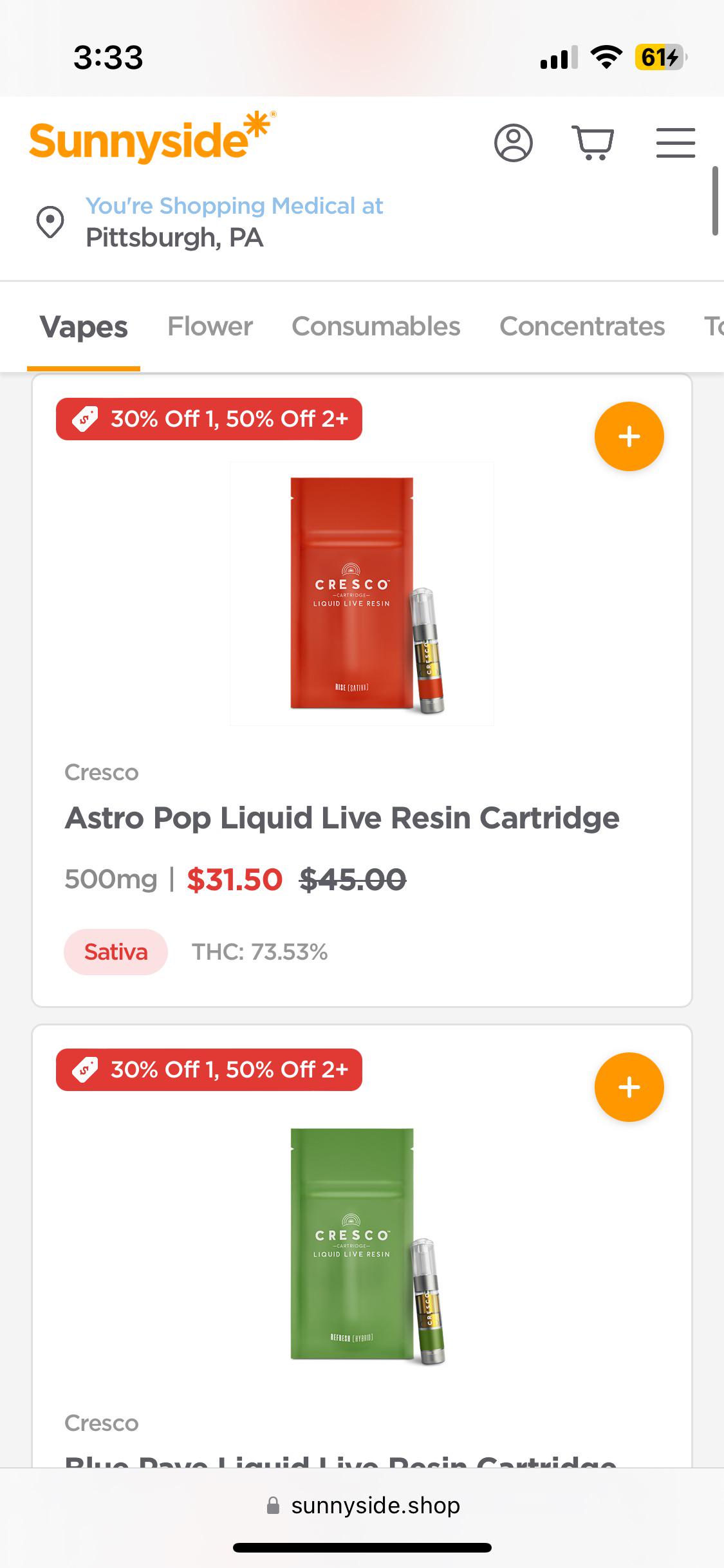 Half off cresco live resin carts! r/PaMedicalMarijuana