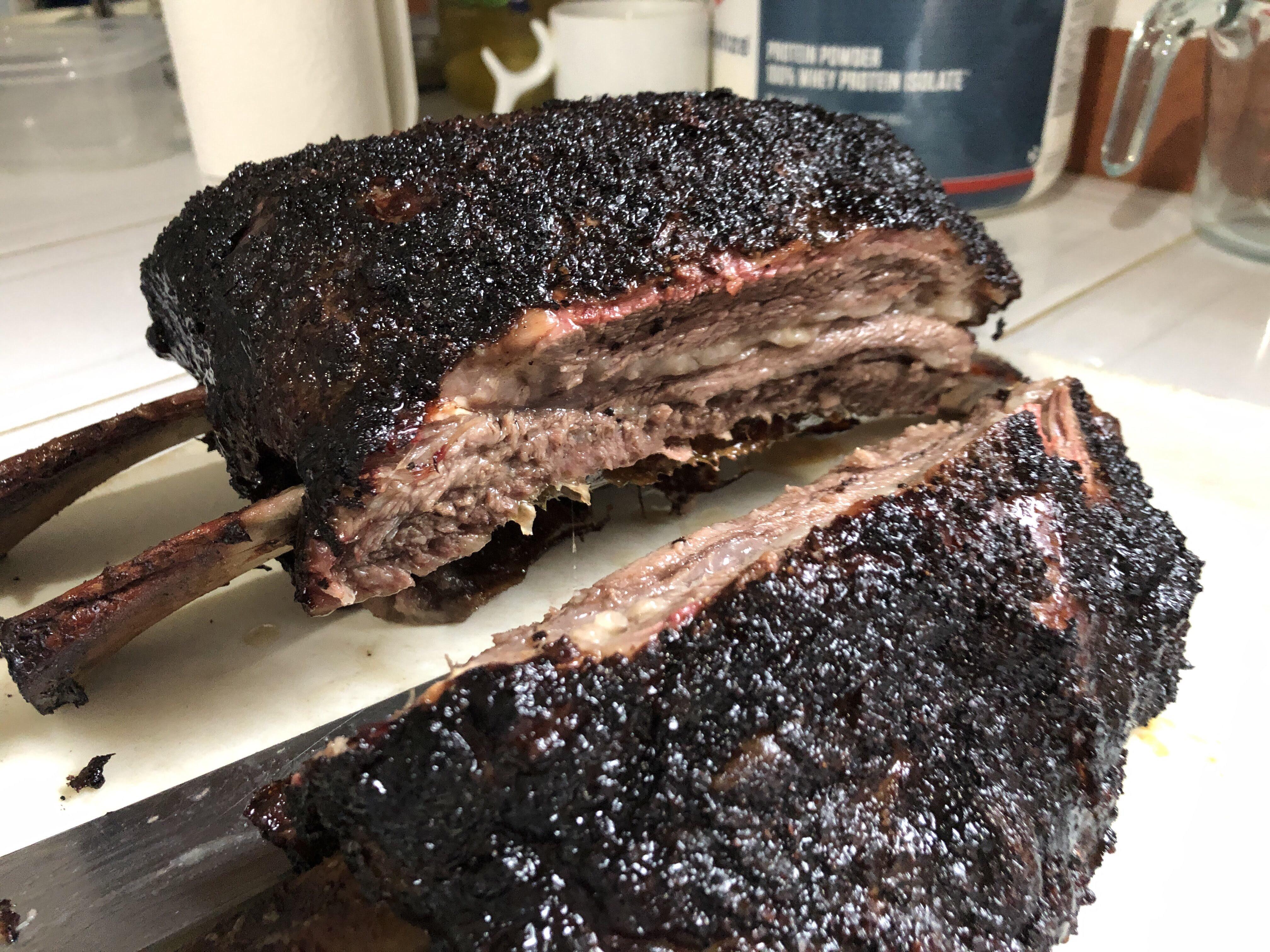 Just made these giant beef ribs, best ones yet. r/smoking