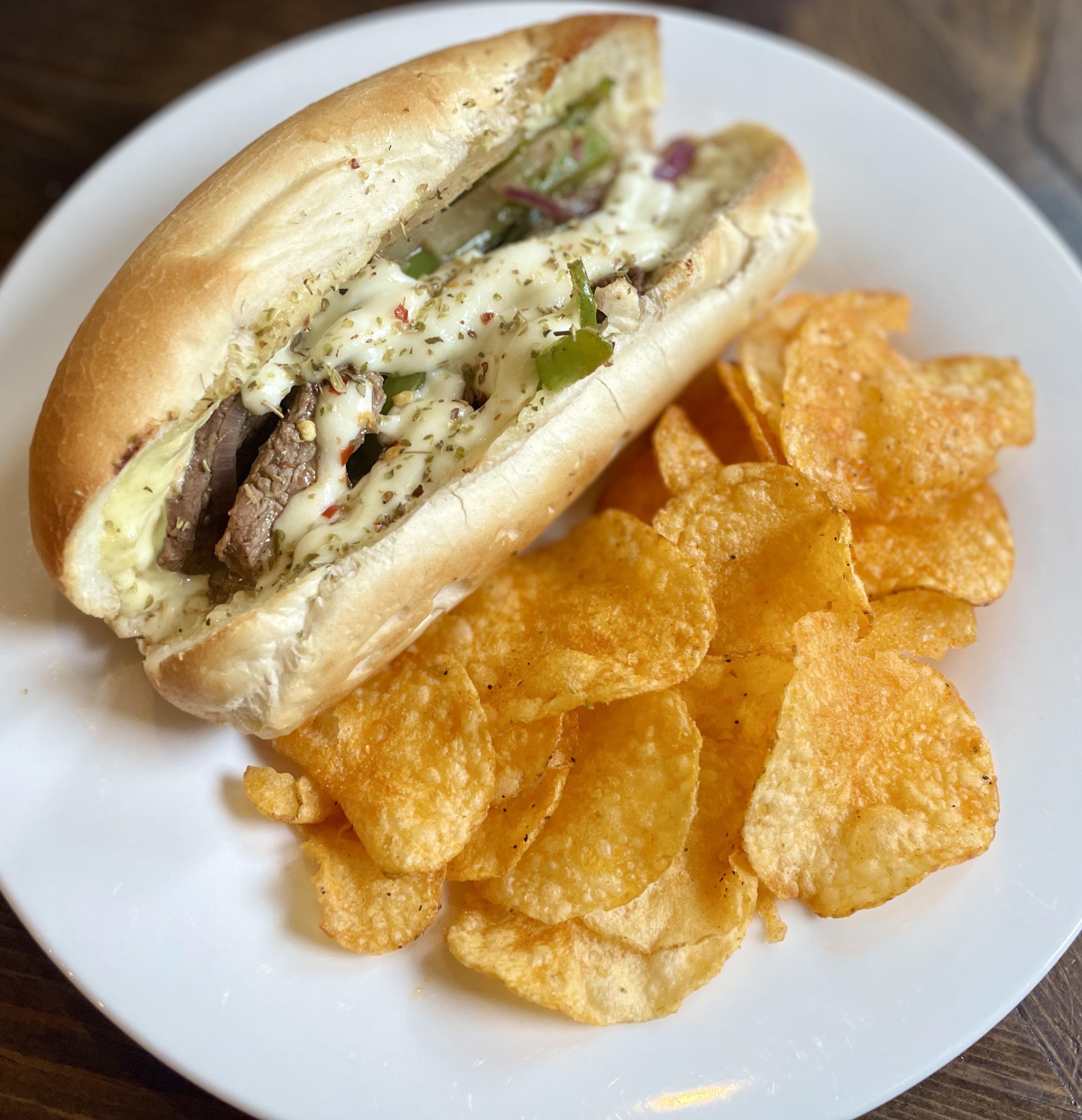 [Homemade] Garlic Aioli Philly Cheesesteak r/food