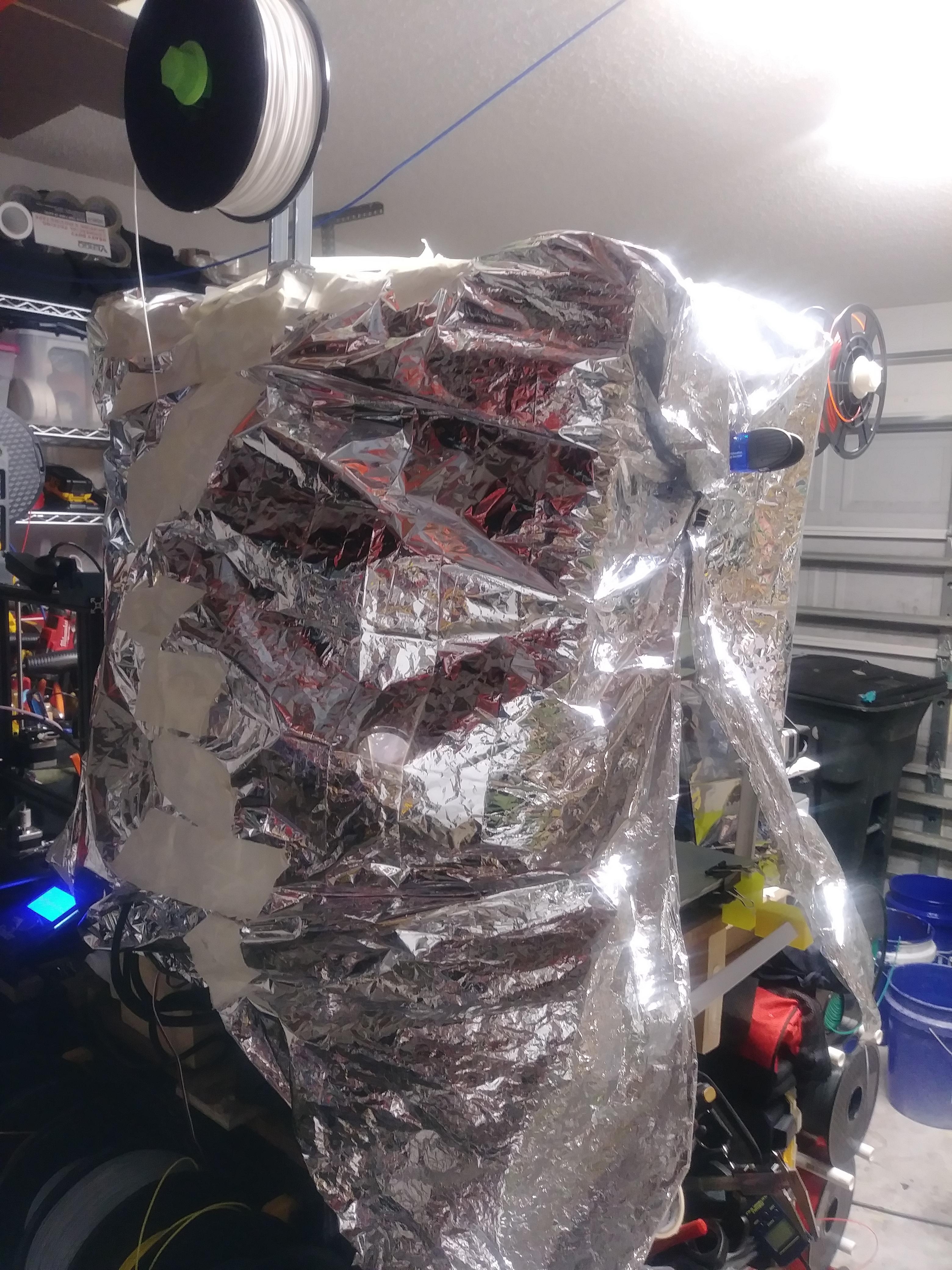 my low cost enclosure mylar emergency blankets keep my cr10 at around