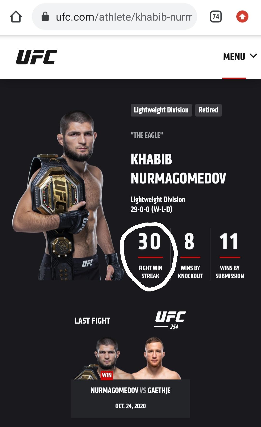 Khabib with the 30 fight win streak ) r/ufc