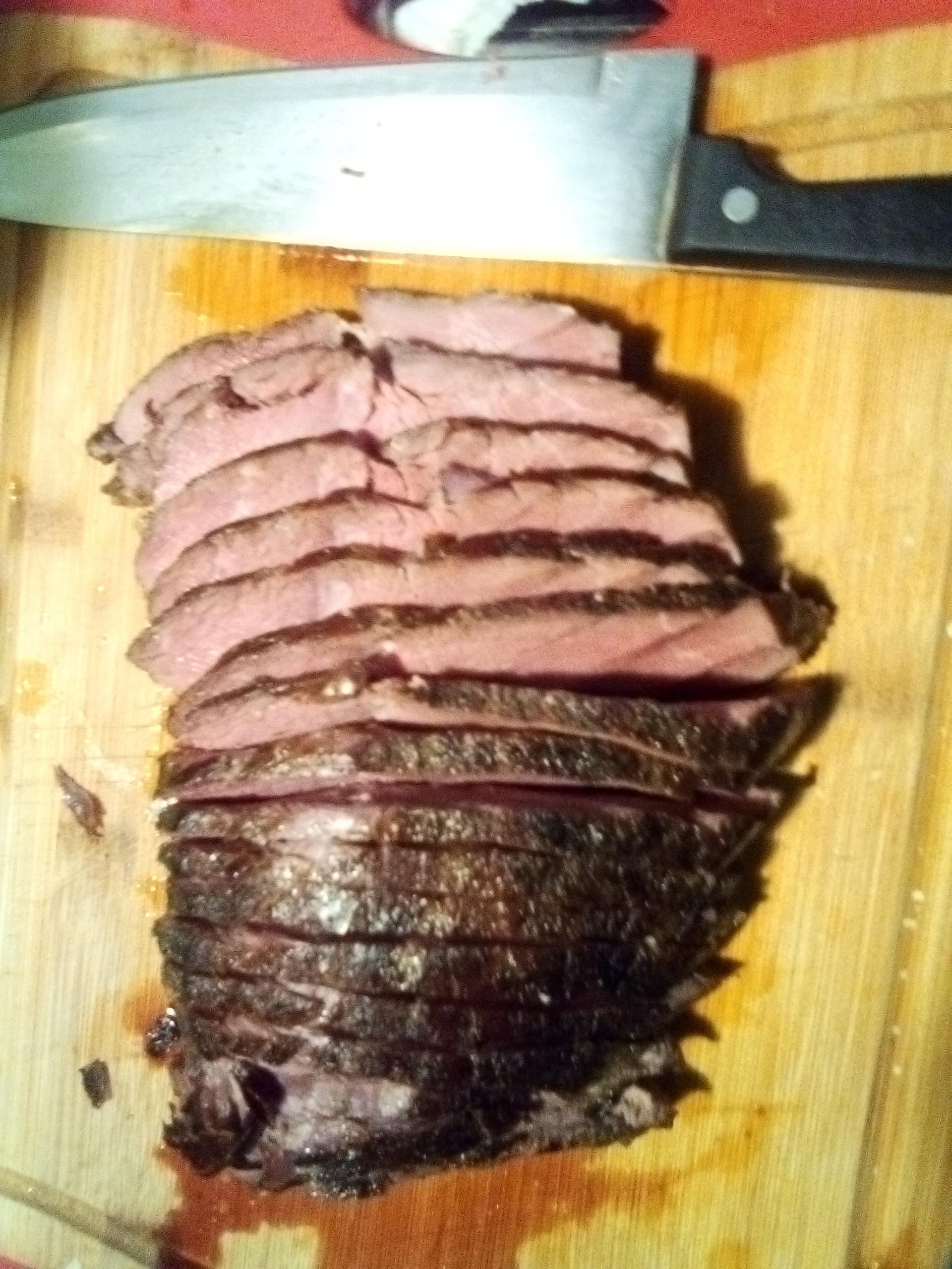 Chuck tender roast for French dip samiches. 136°F for 20hrs, cast iron