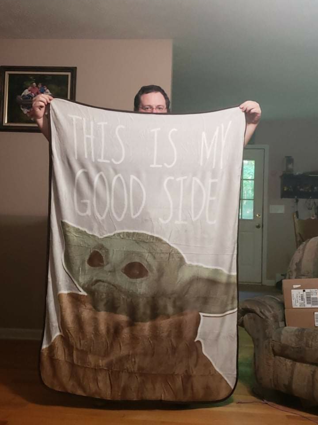 My daughter got me a baby Yoda blanket for Father's Day! I love it r