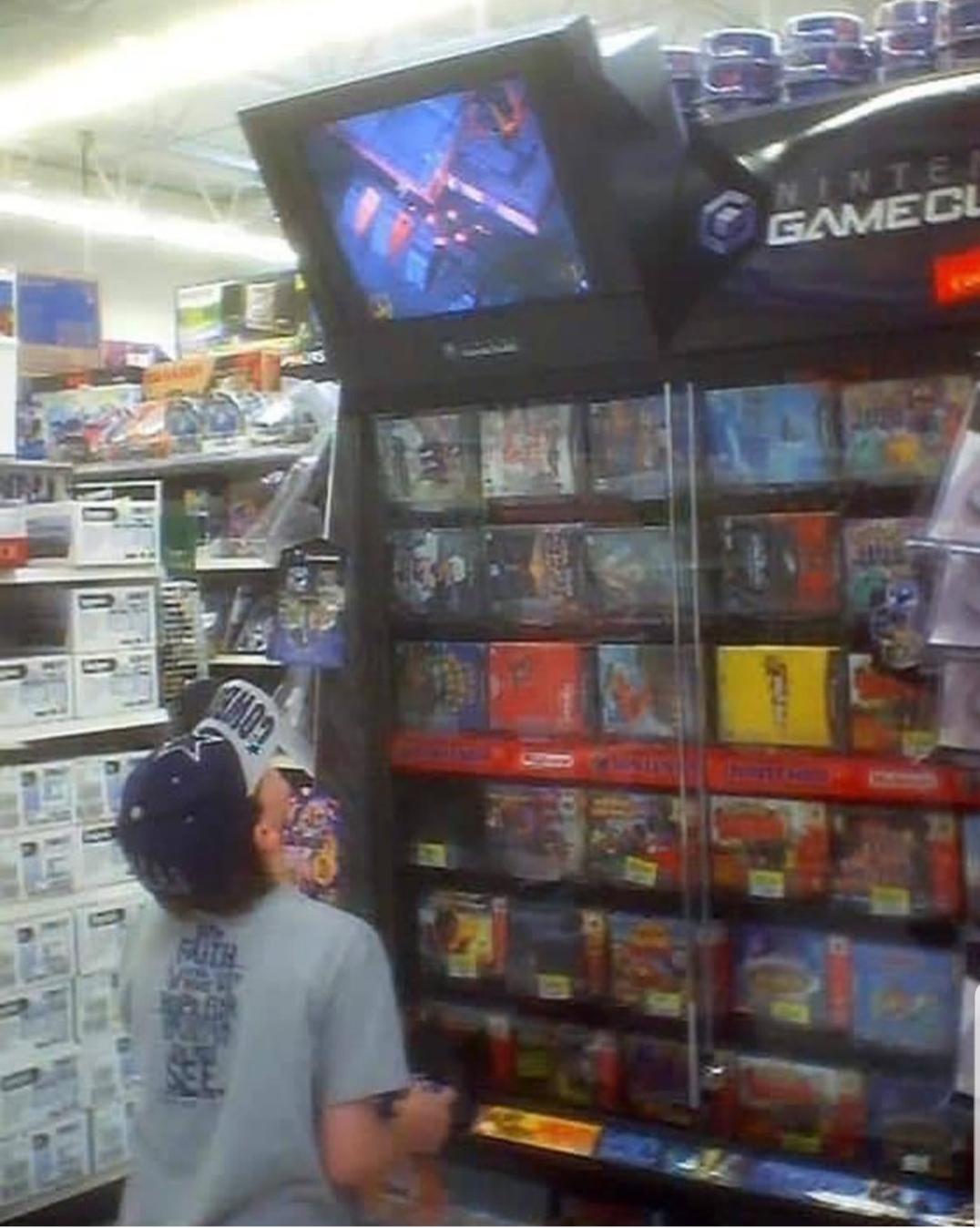 Waiting for mom at the store while playing demo video games back in the