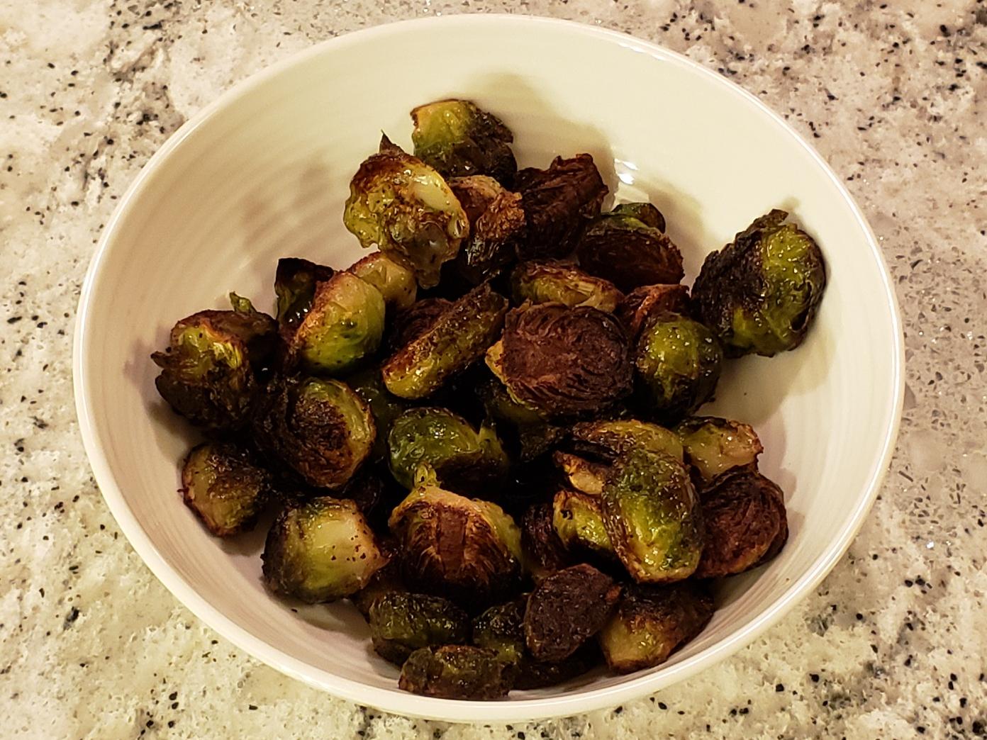 Perfectly roasted brussel sprouts. Just olive oil, salt, and pepper