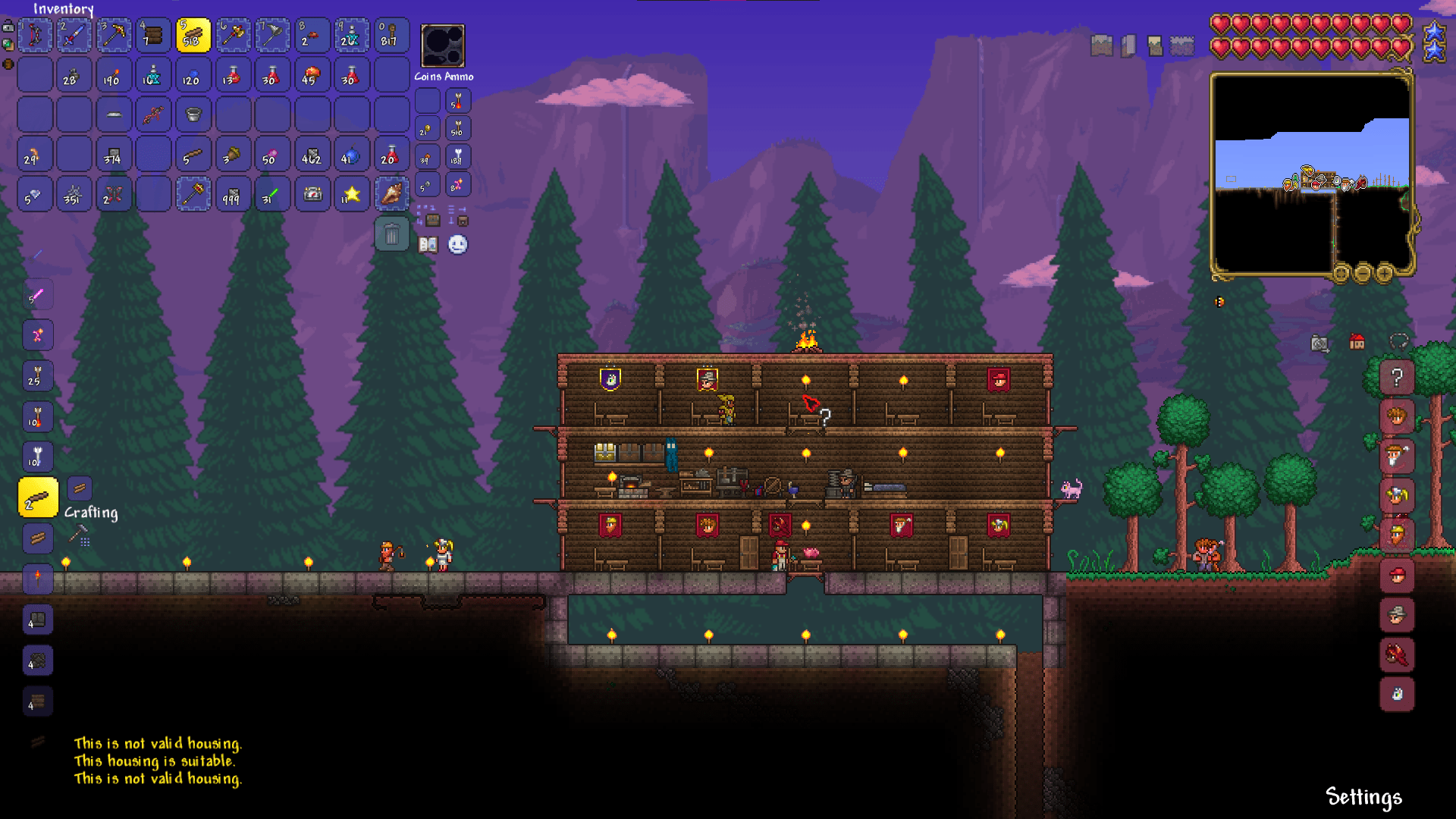 Why is this housing not valid, but the room under it is? Terraria