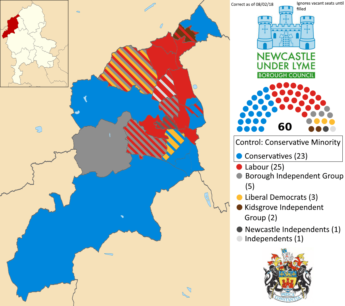 NewcastleunderLyme Borough Council, UK r/PoliticalMaps