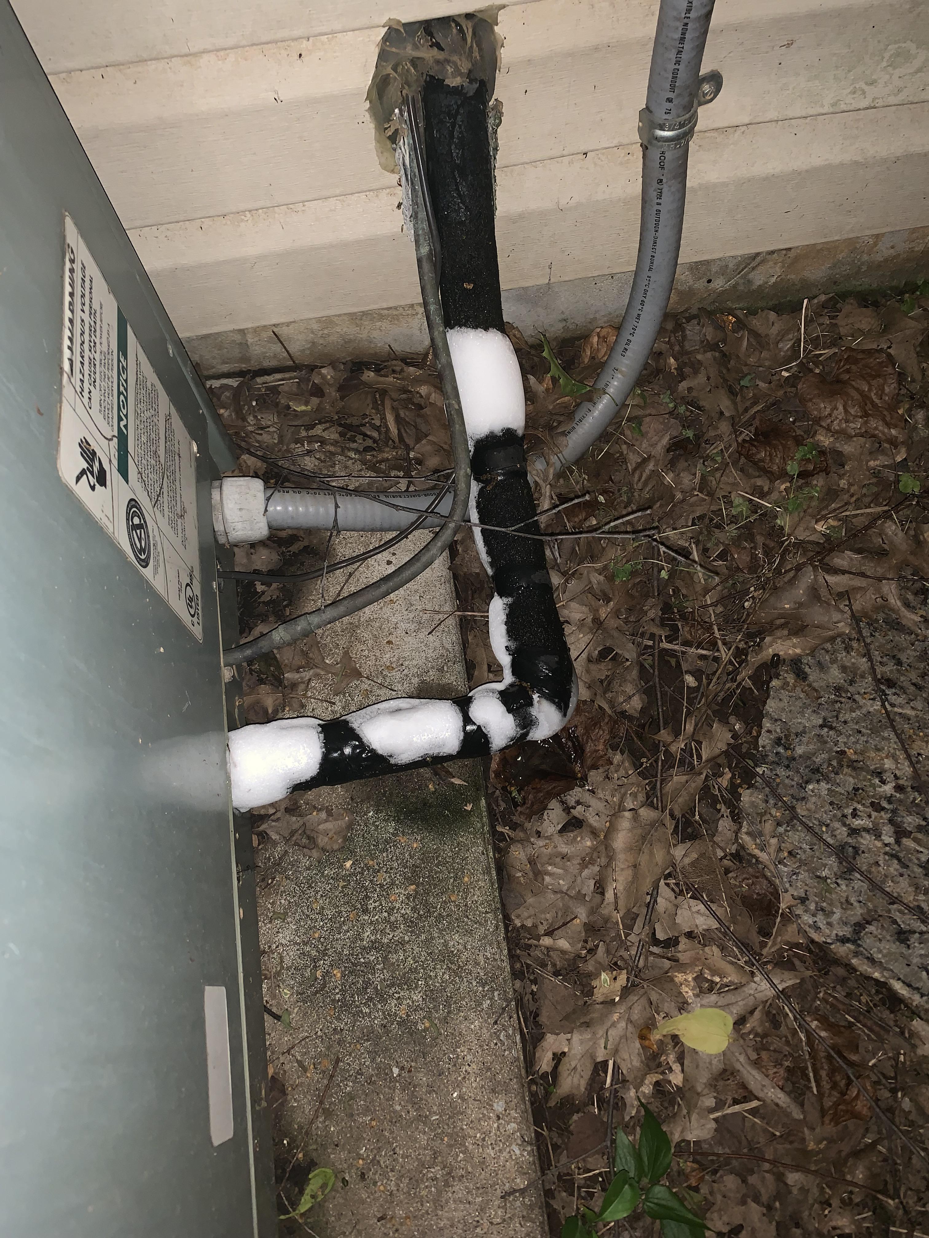 A/C not cooling, Frost build up on pipe. Is it just overworked? r/HVAC