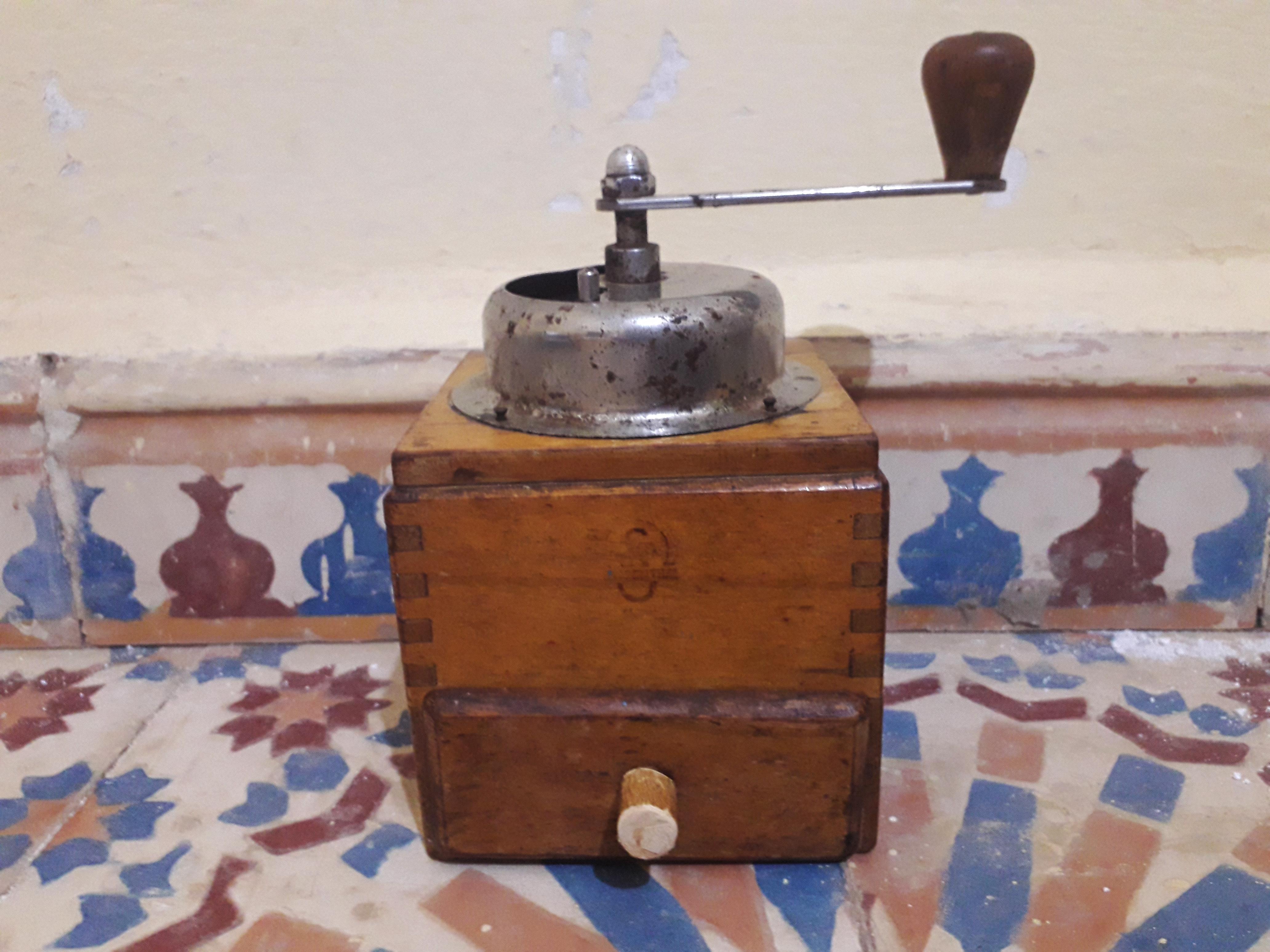 VIntage European Antique Wood and Brass Coffee Grinder r/vintage