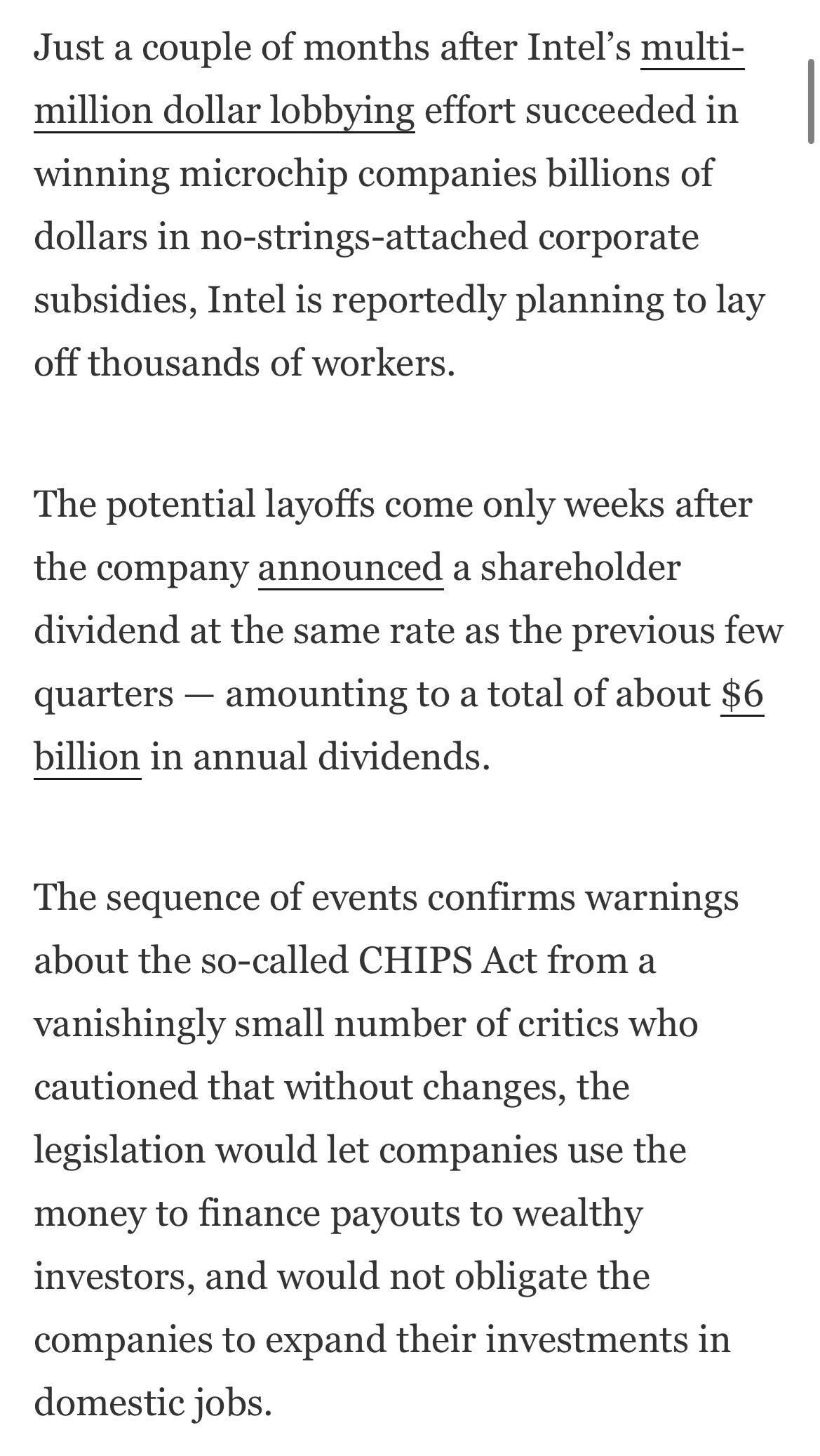 Is this always a byproduct of giving subsidies like this to companies