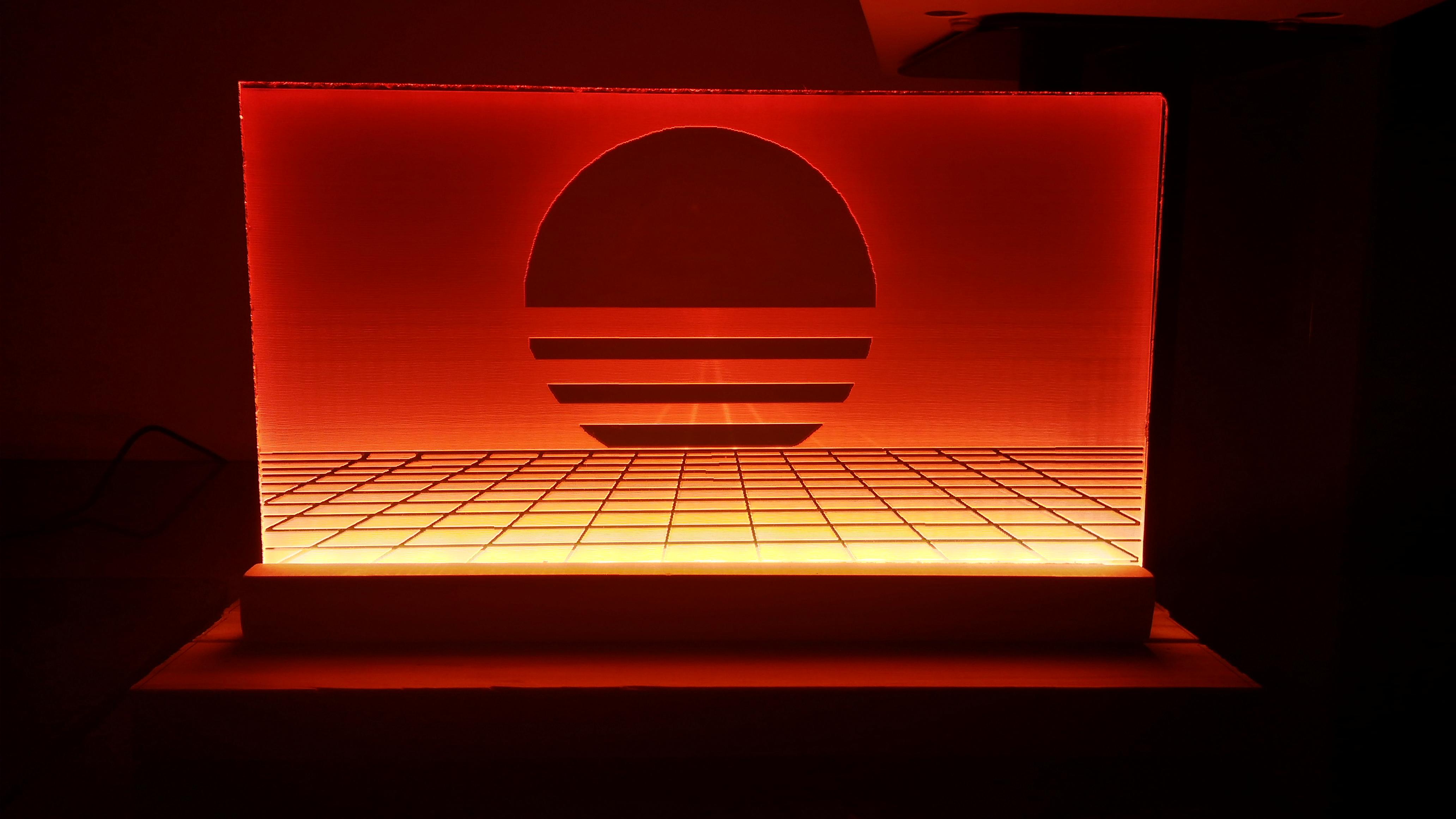 Edge lit LED sun outrun