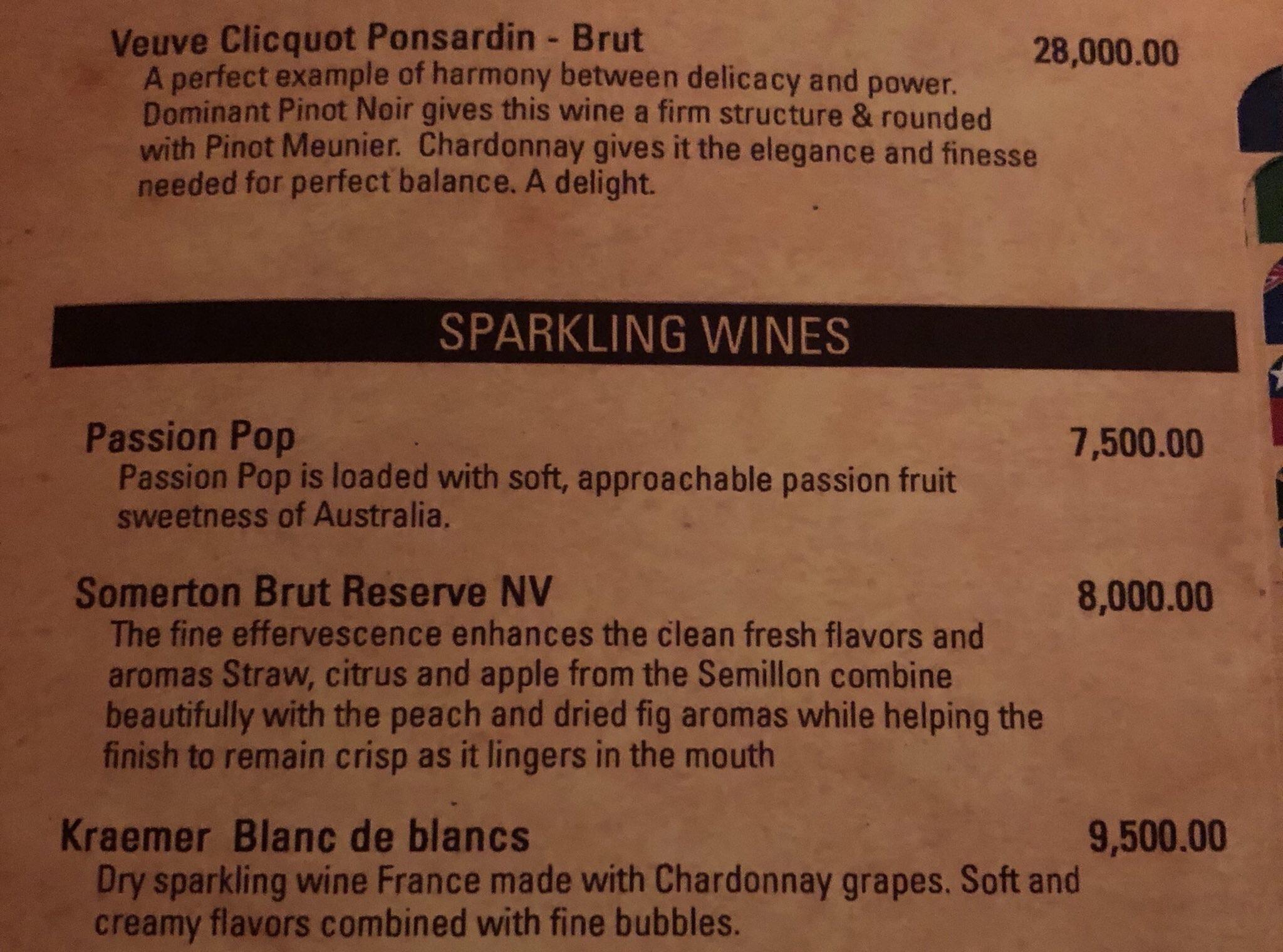 Passion Pop on wine menu in Sri Lanka for 60 AUD a bottle r/australia
