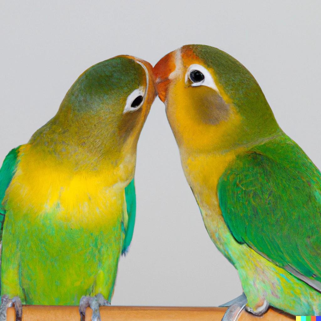 "A pair of lovebirds playing, macro, extremely detailed" r/dalle2