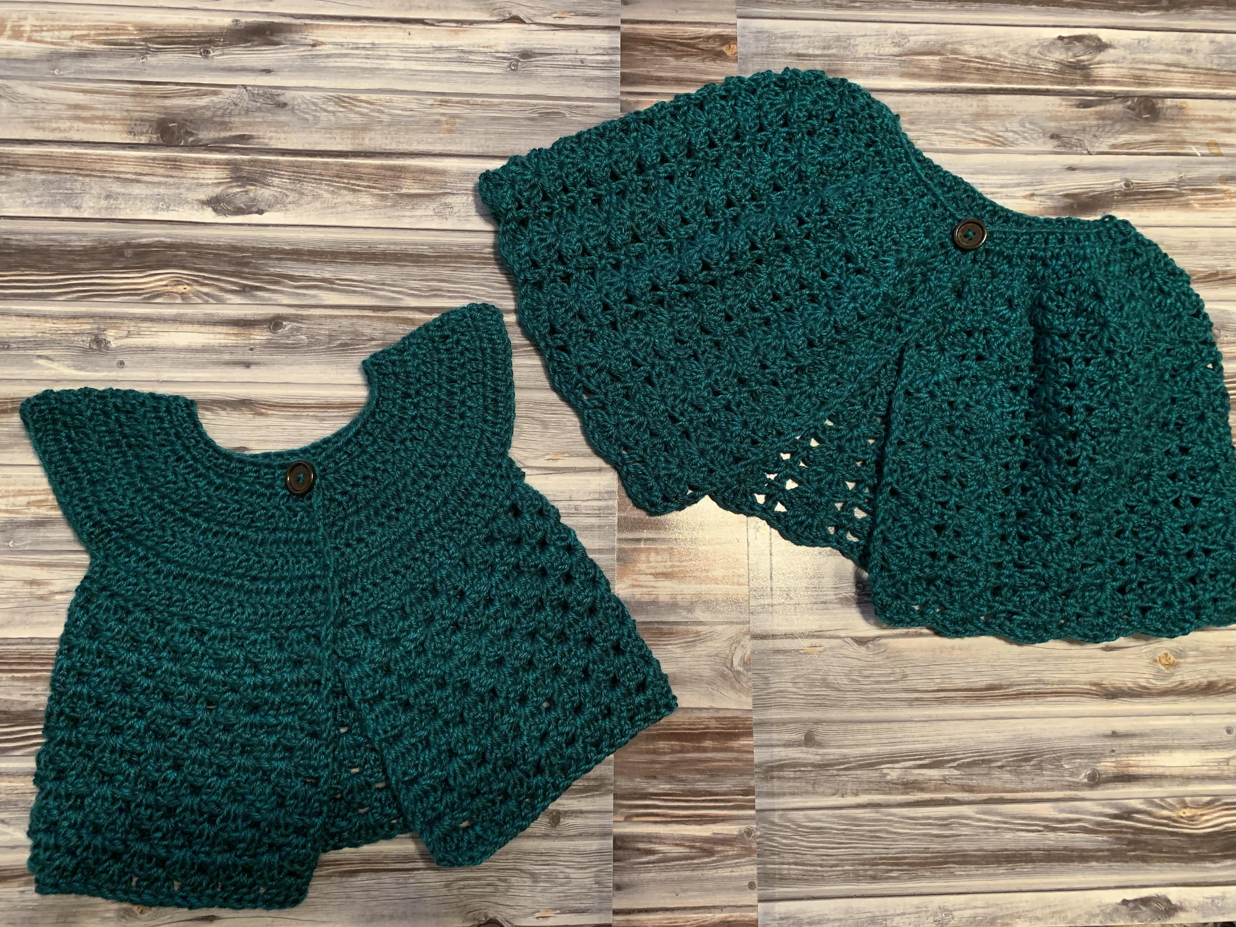 Finally finished this shawl and cardigan for a pair of sisters. Now I