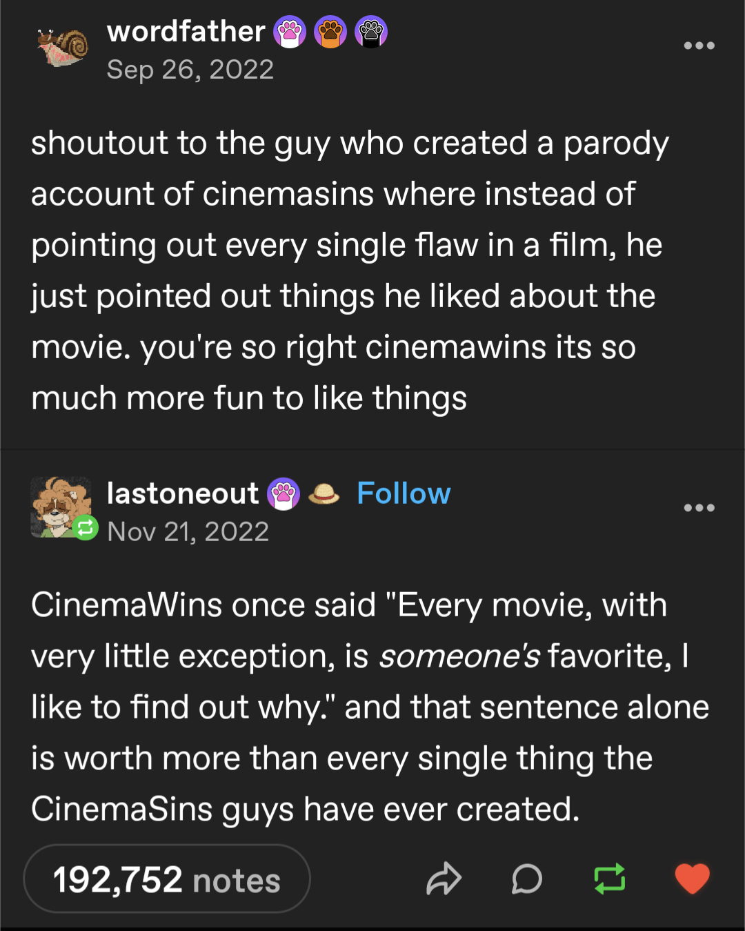 someone's favorite movie r/CuratedTumblr