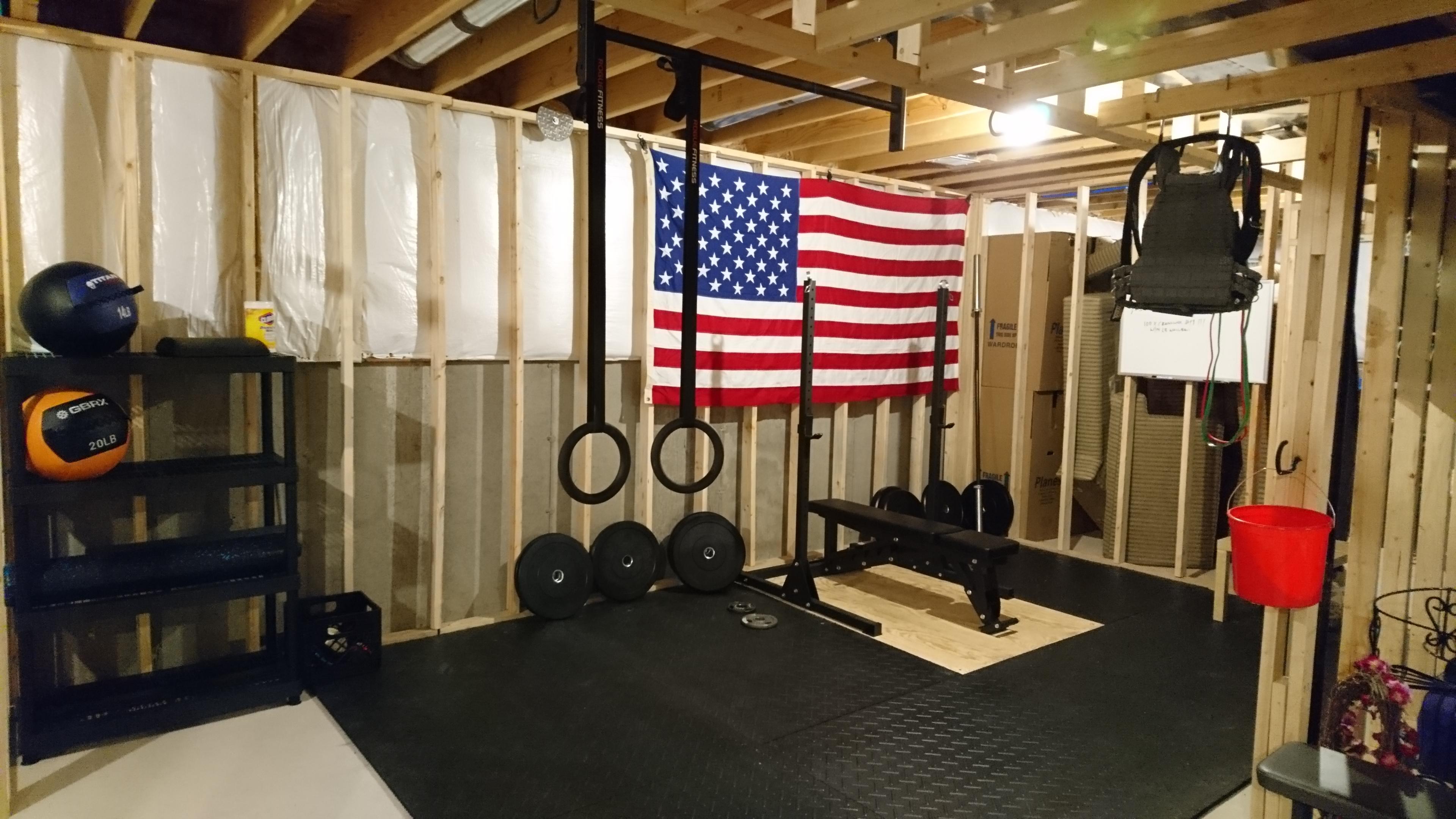 Basement Gym / Unfinished Basement to Industrial Home Gym on a 100