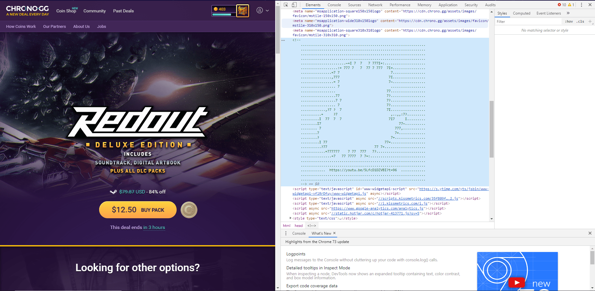 Was playing around with the code on chrono.gg and saw this little