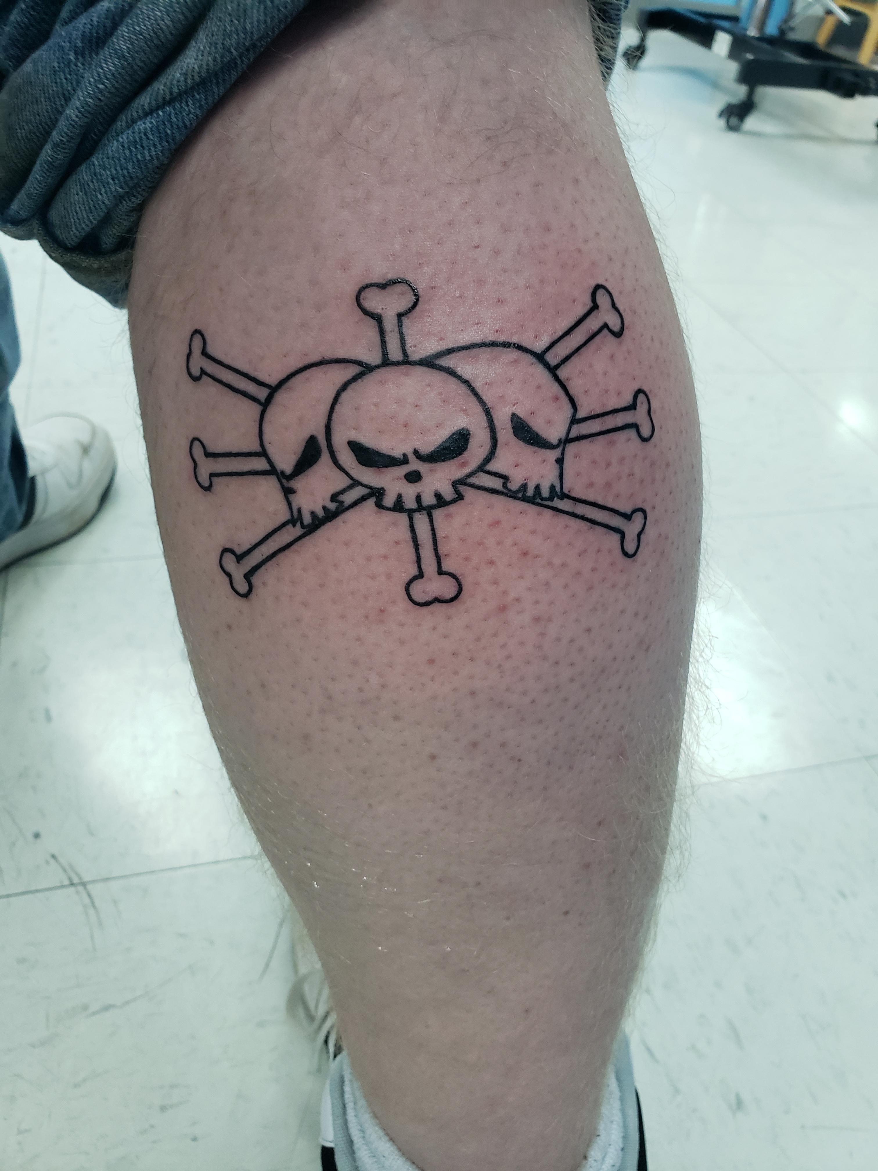 The start of my One Piece tattoos I plan to get. Blackbeard best character. r/OnePiece