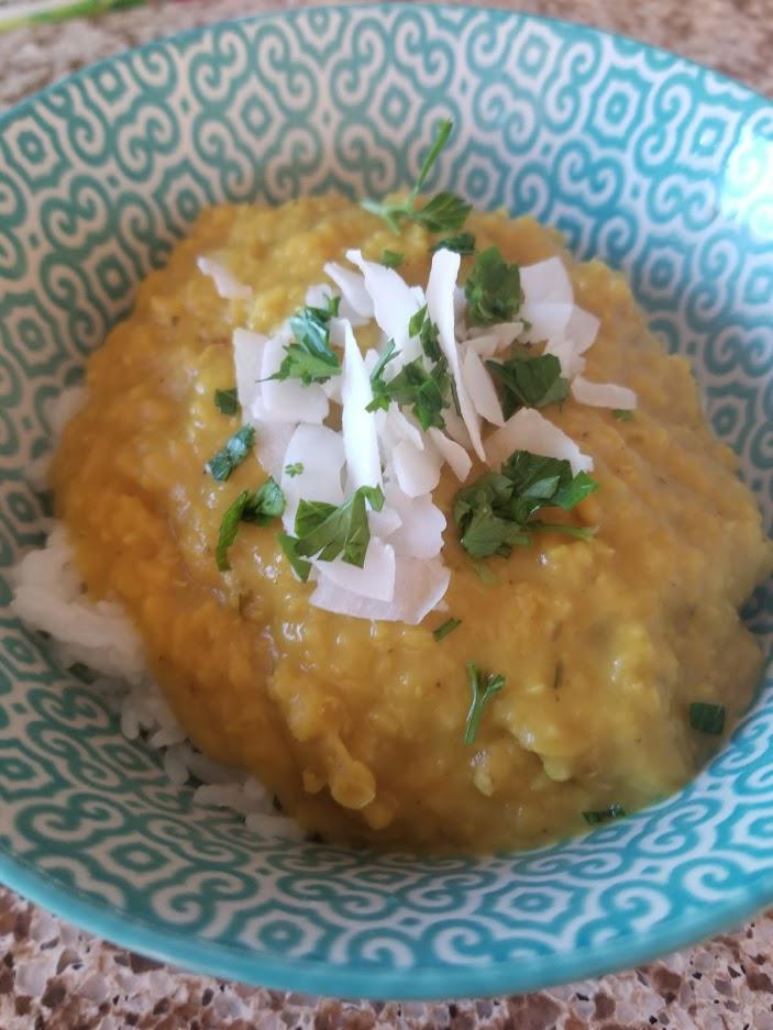 Red lentil Coconut Curry Dahl with Basmati Rice. This was easy and