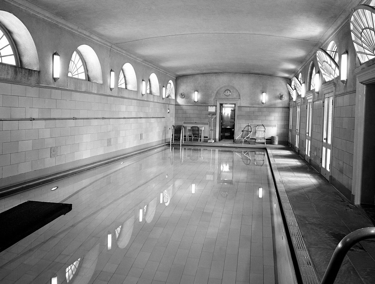 The White House swimming pool, 1946. This is now the Briefing Room