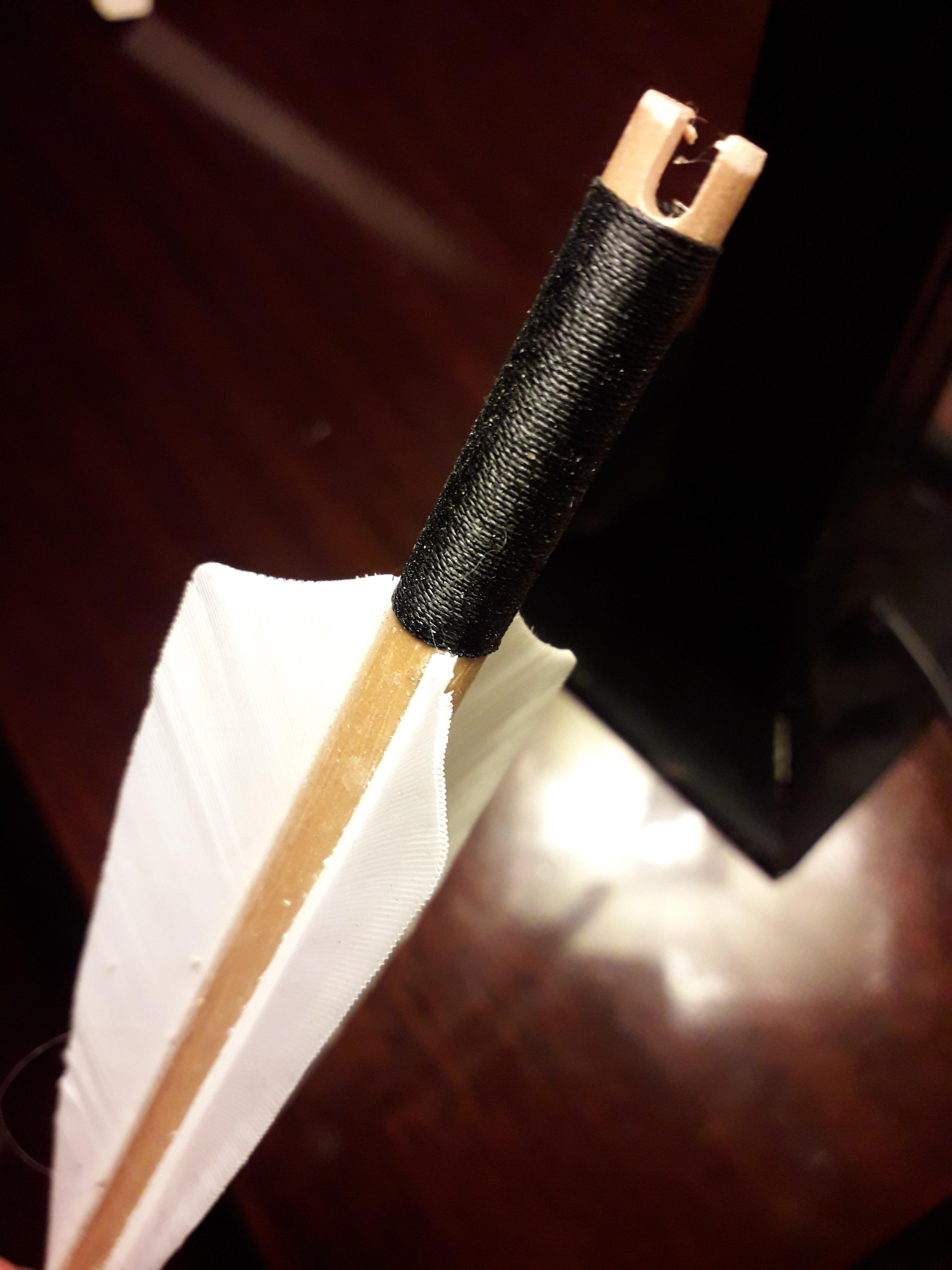 First timber arrows which I can't even shoot. The nock is way too loose