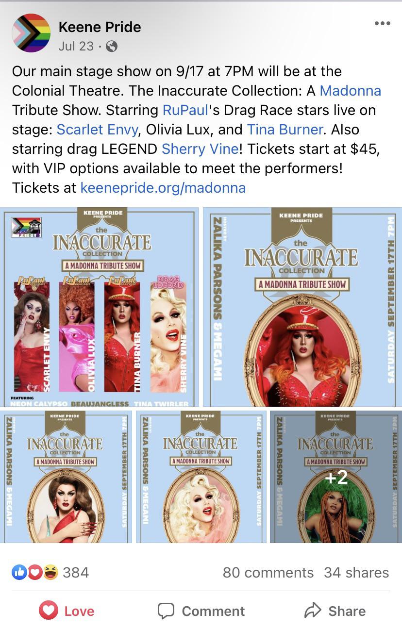 First pride week in Keene, NH! It’ll be my first time seeing any drag