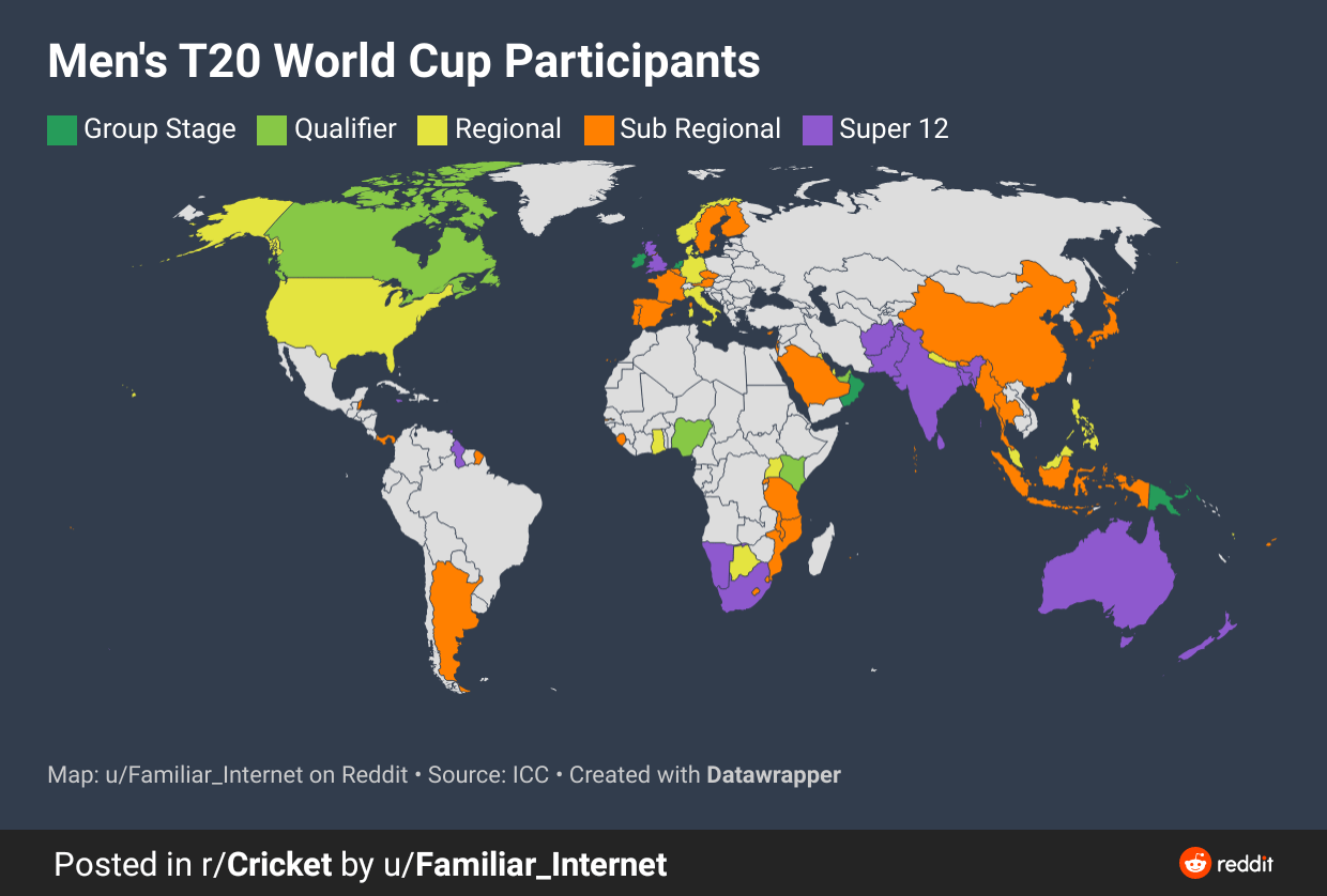 T20 cricket World Cup participants r/MapPorn