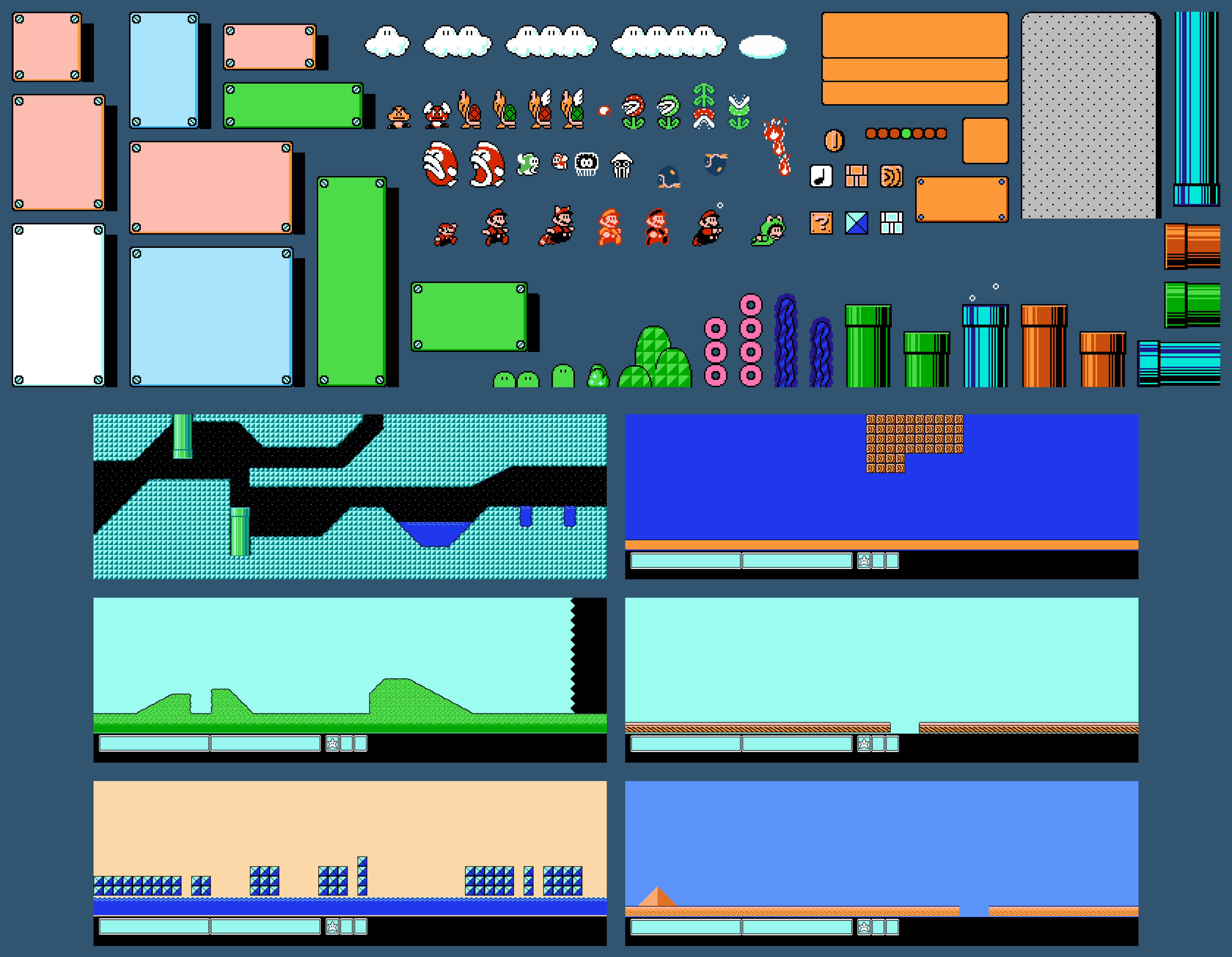 Super Mario Bros. 3 Multiple Levels/Wallpapers and tons of props and