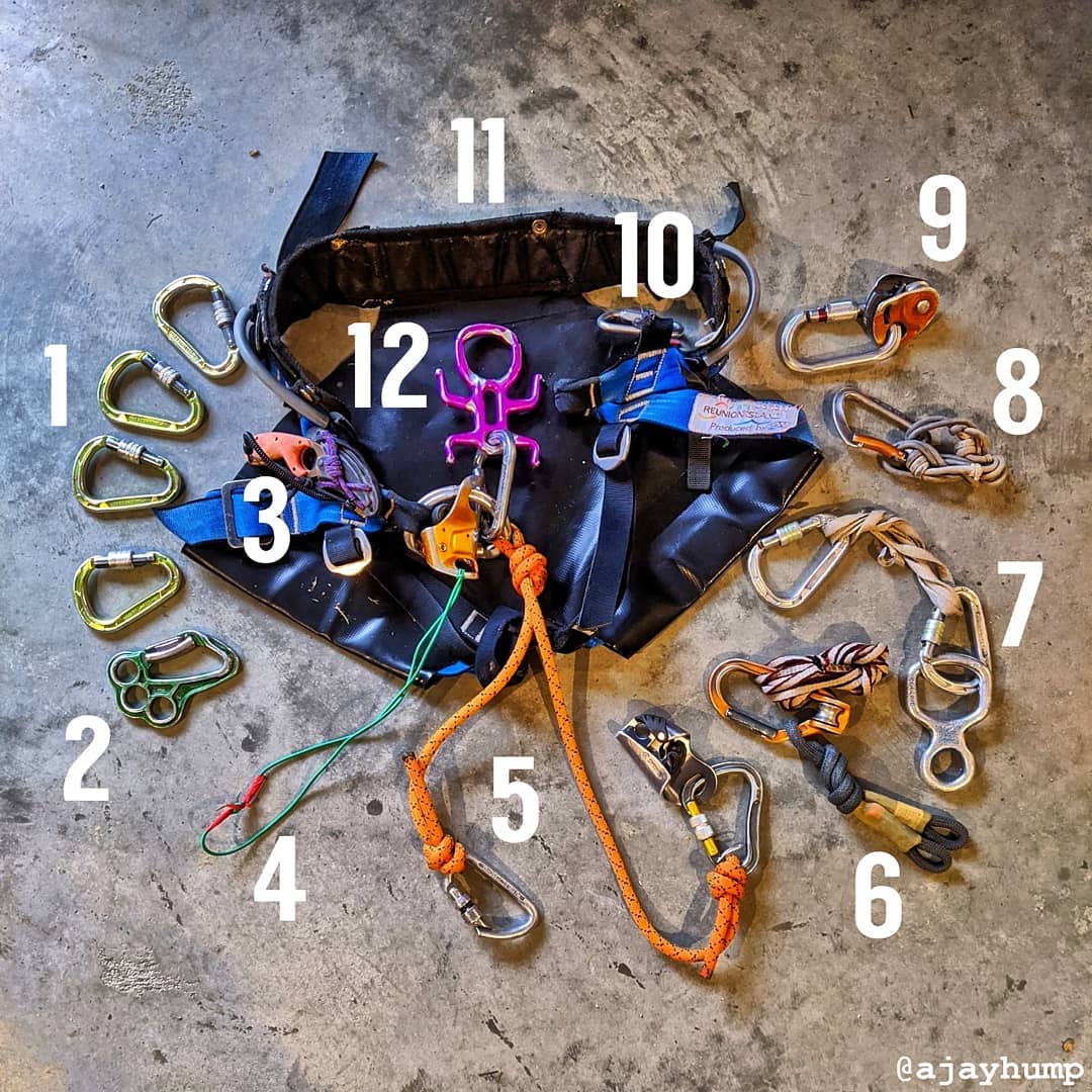 What's on the harness of a professional Colorado class C guide and