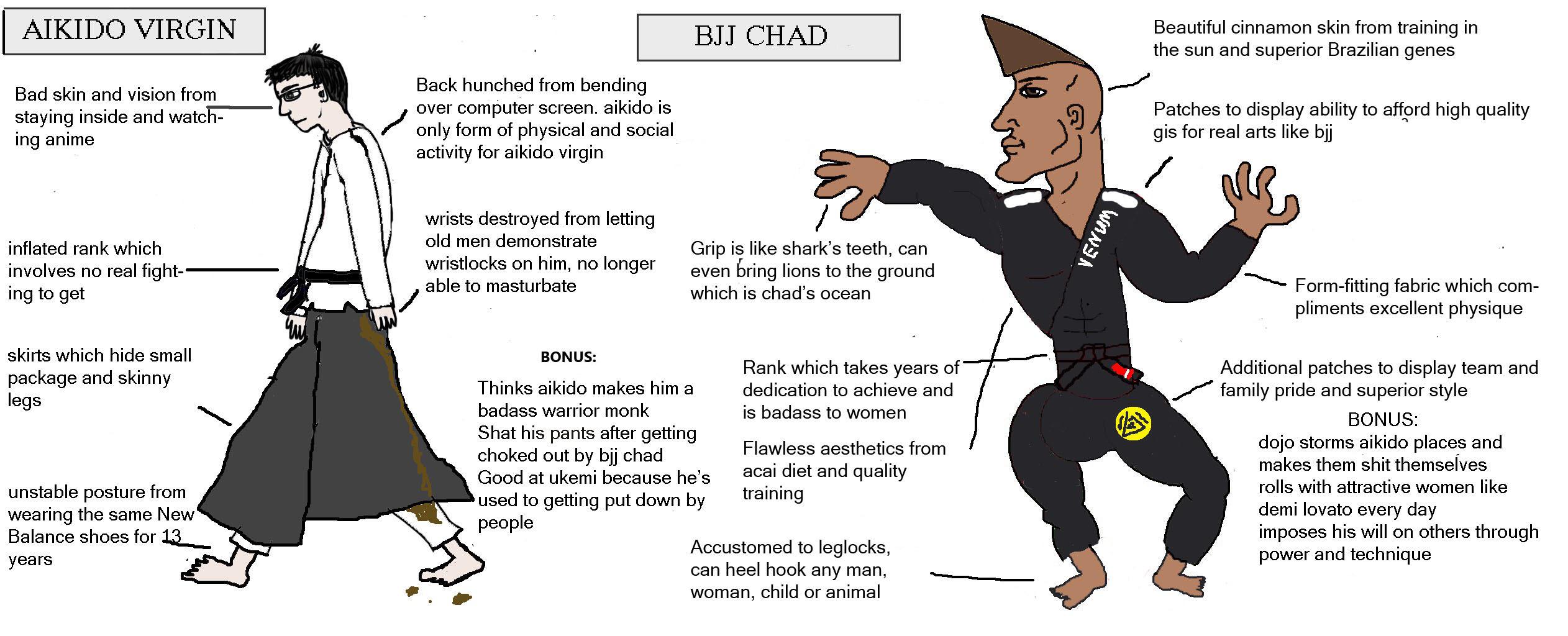 Virgin Aikido vs Chad BJJ (Same goes for Judo, Sambo, and Wrestling