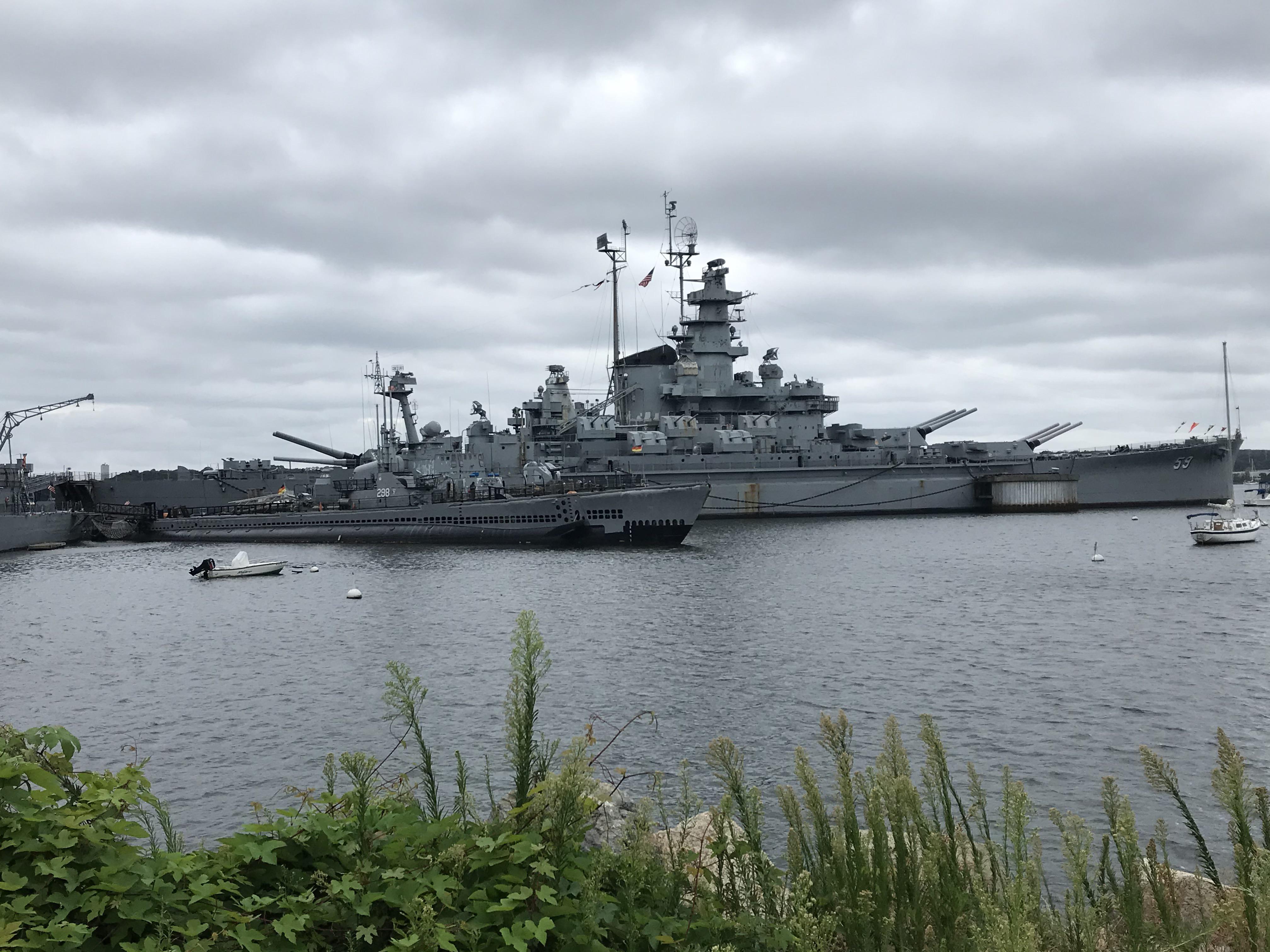 South Dakota class Battleship USS Massachusetts with Balao class