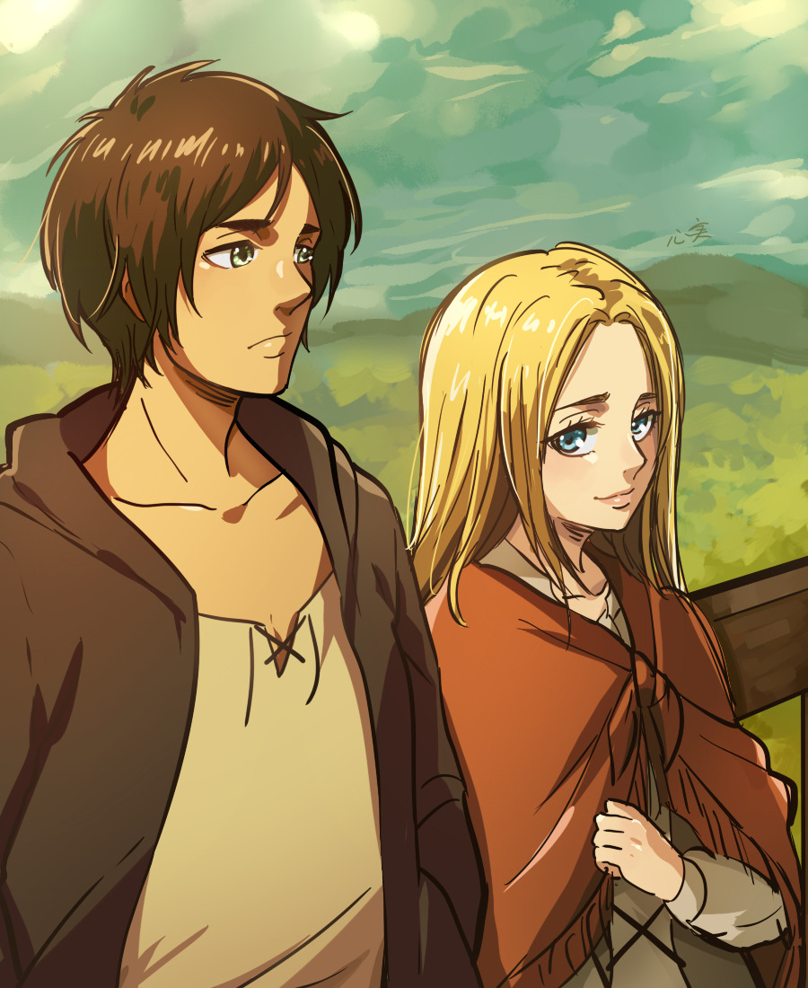 Eren and Historia / Art by meatkasa r/Ereh