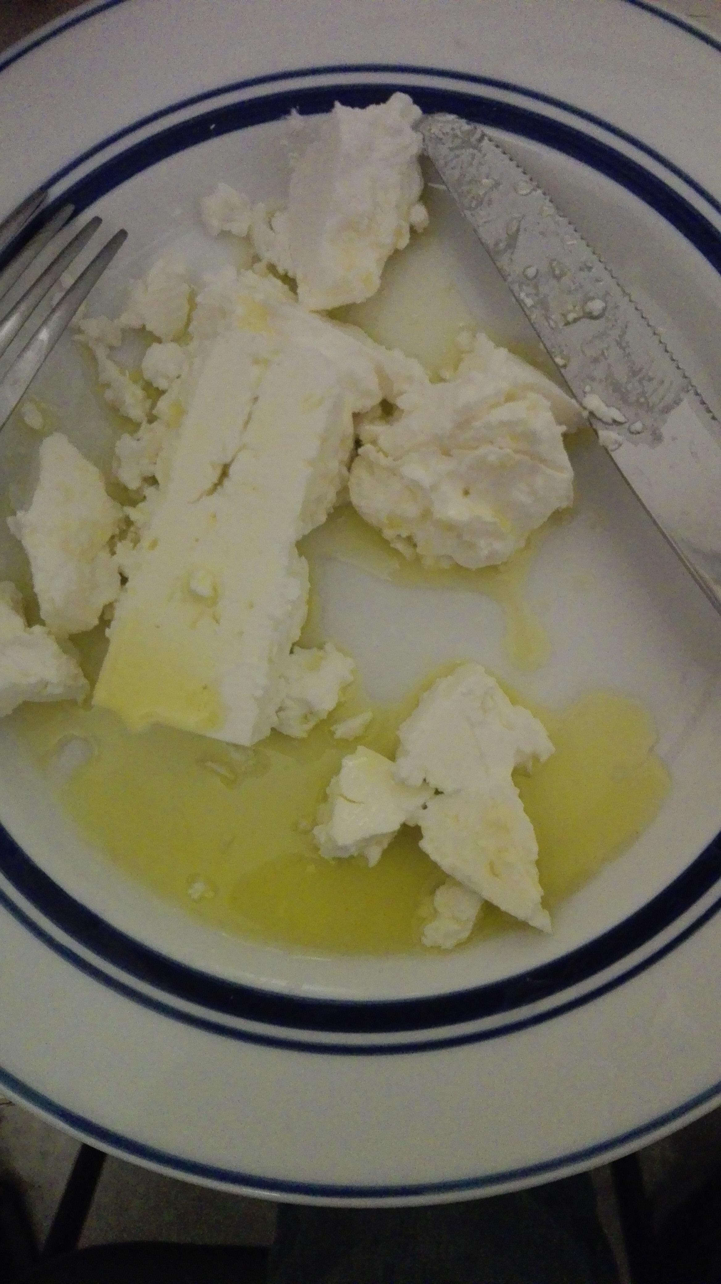Freshly made cheese with olive oil makes a good midnight snack. r