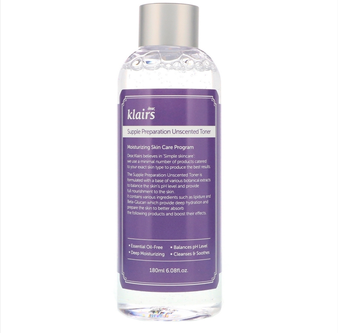 Klairs unscented facial toner. Has alot of great skin brightening