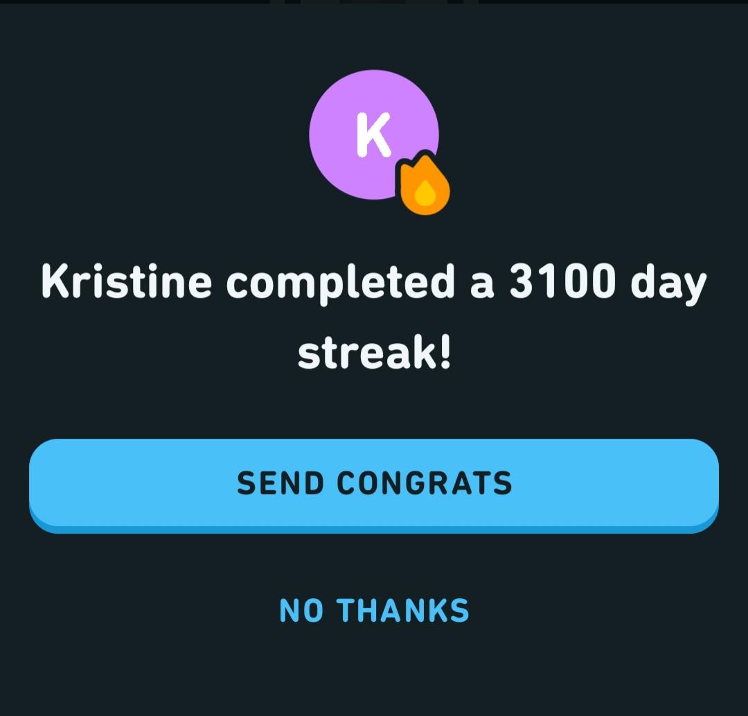 In case you're wondering who has the longest streak on Duolingo. r