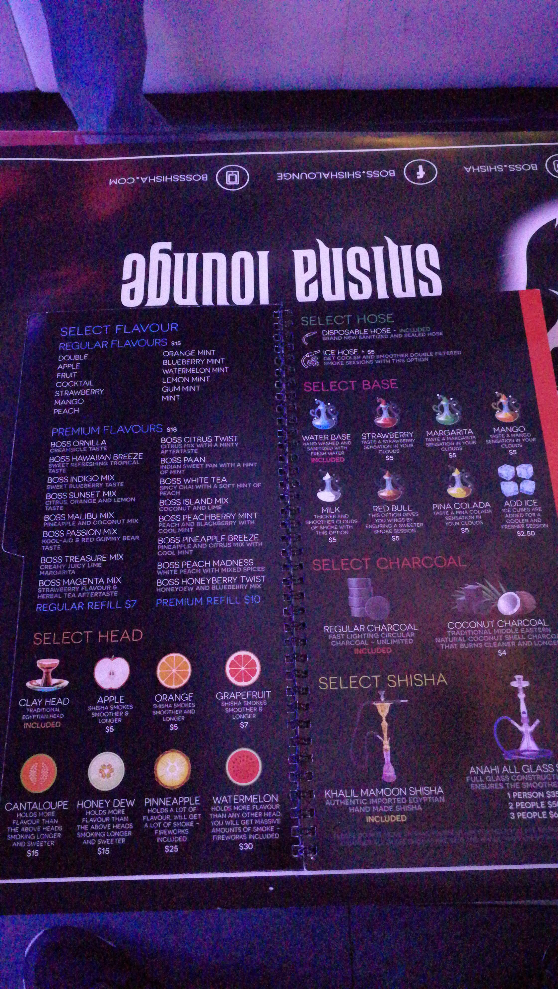 Interesting menu in Toronto, Canada r/hookah