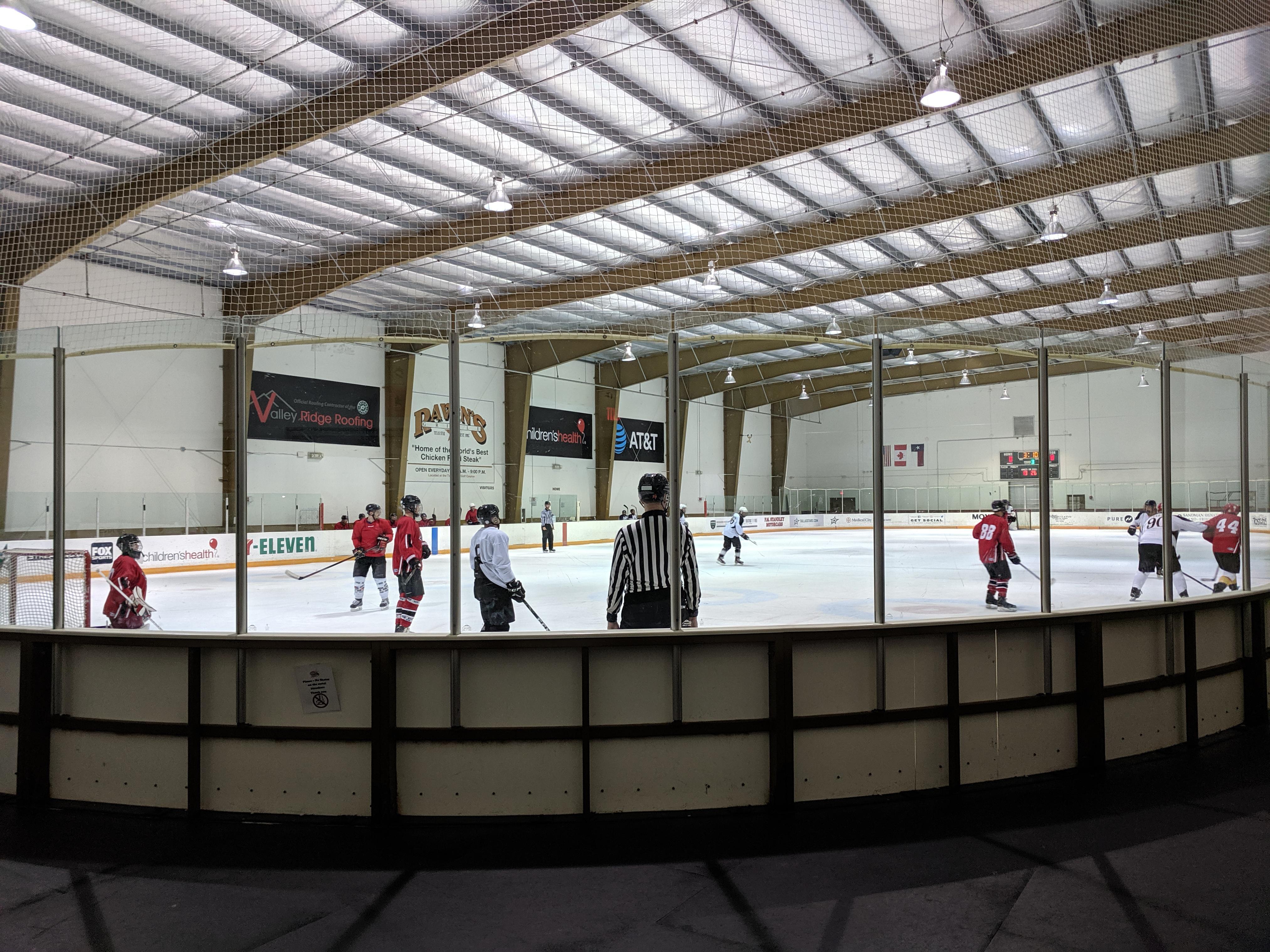Playing ice hockey in 100 degree heat. Gotta love Texas. r/hockey
