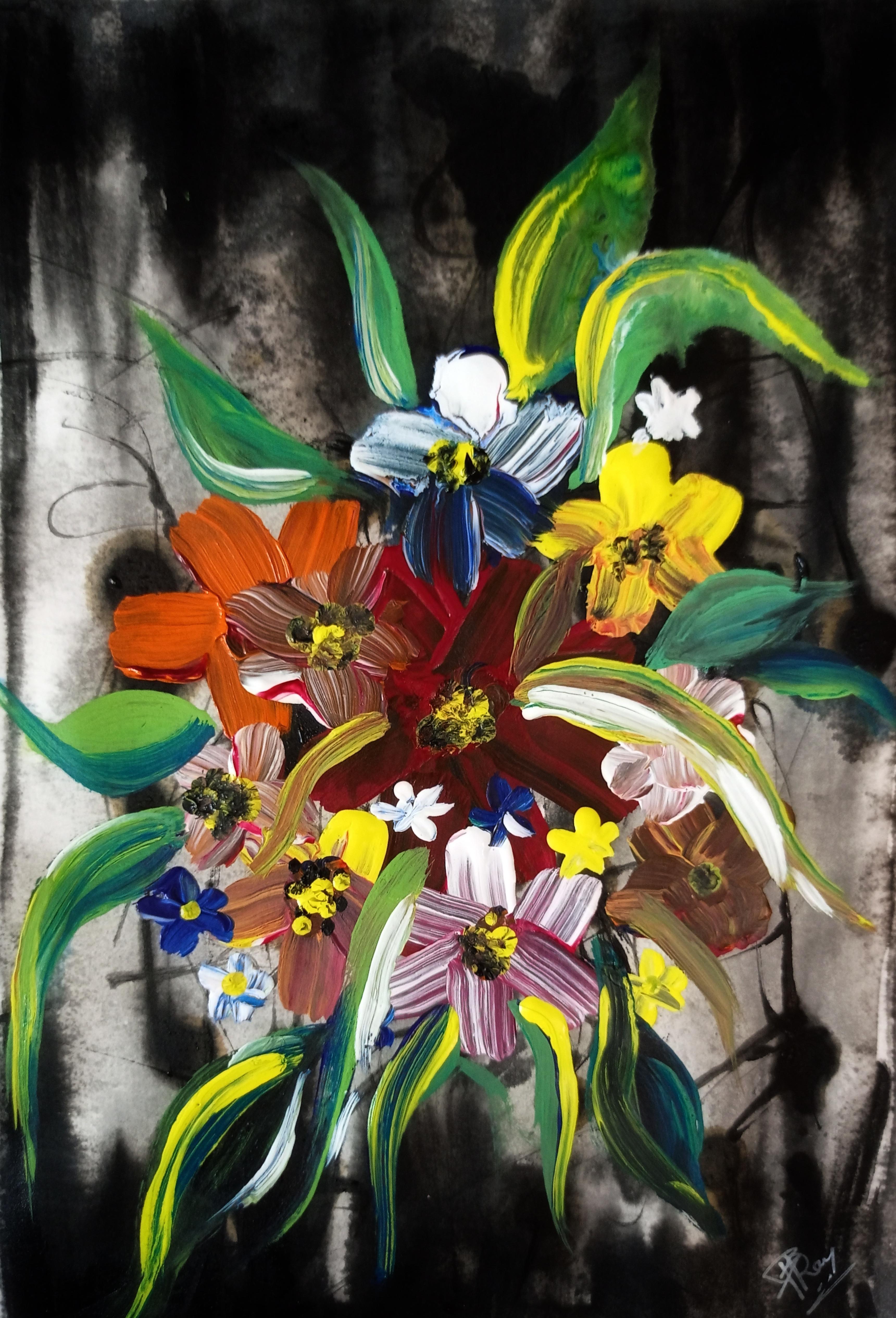 Abstract Flowers, by me, Acrylic, 2021 r/ArtCrit