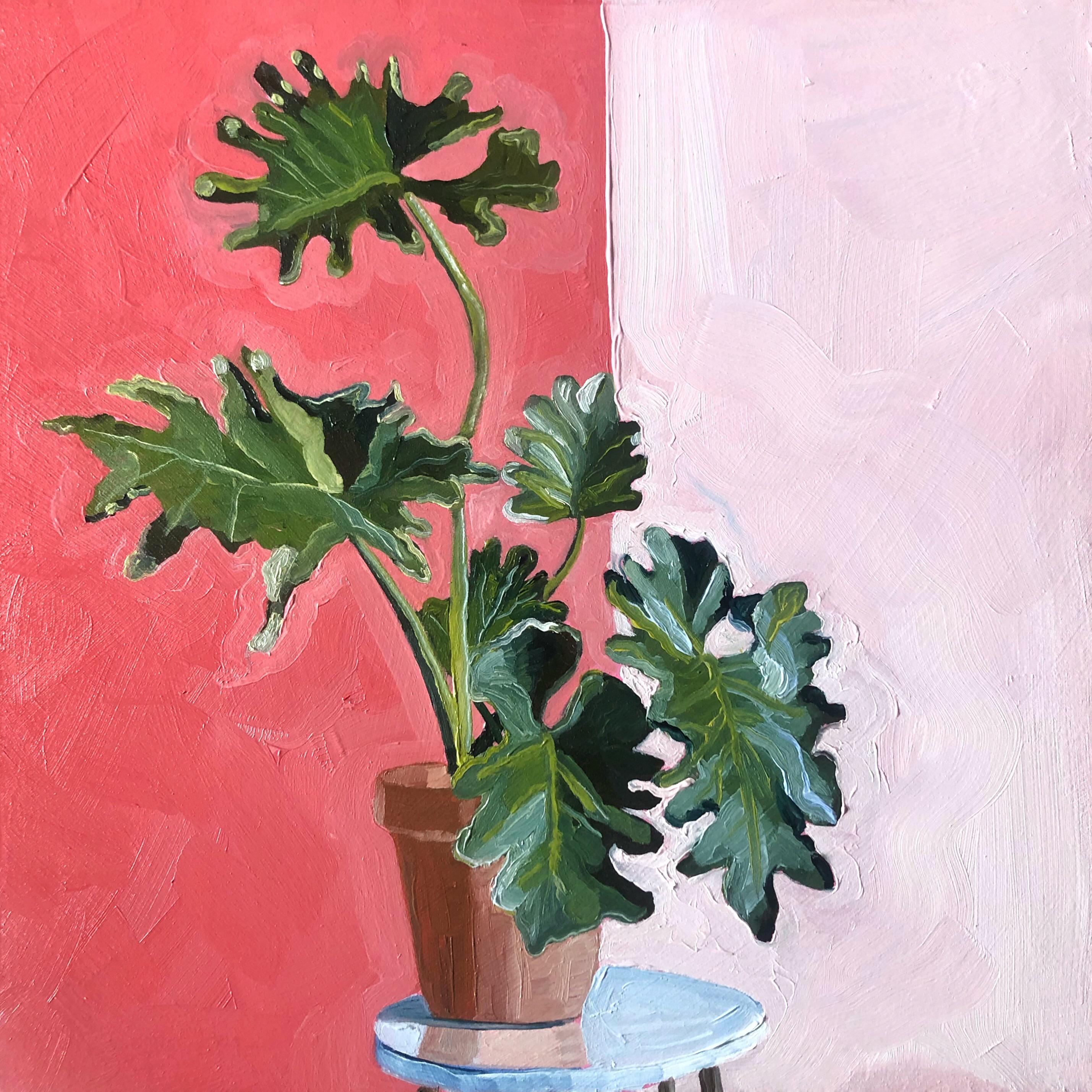 houseplant. 8x8in, oil on wood r/oilpainting