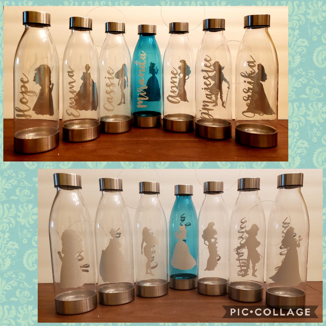 Custom bridesmaid water bottles for our Disney themed wedding! 0.99
